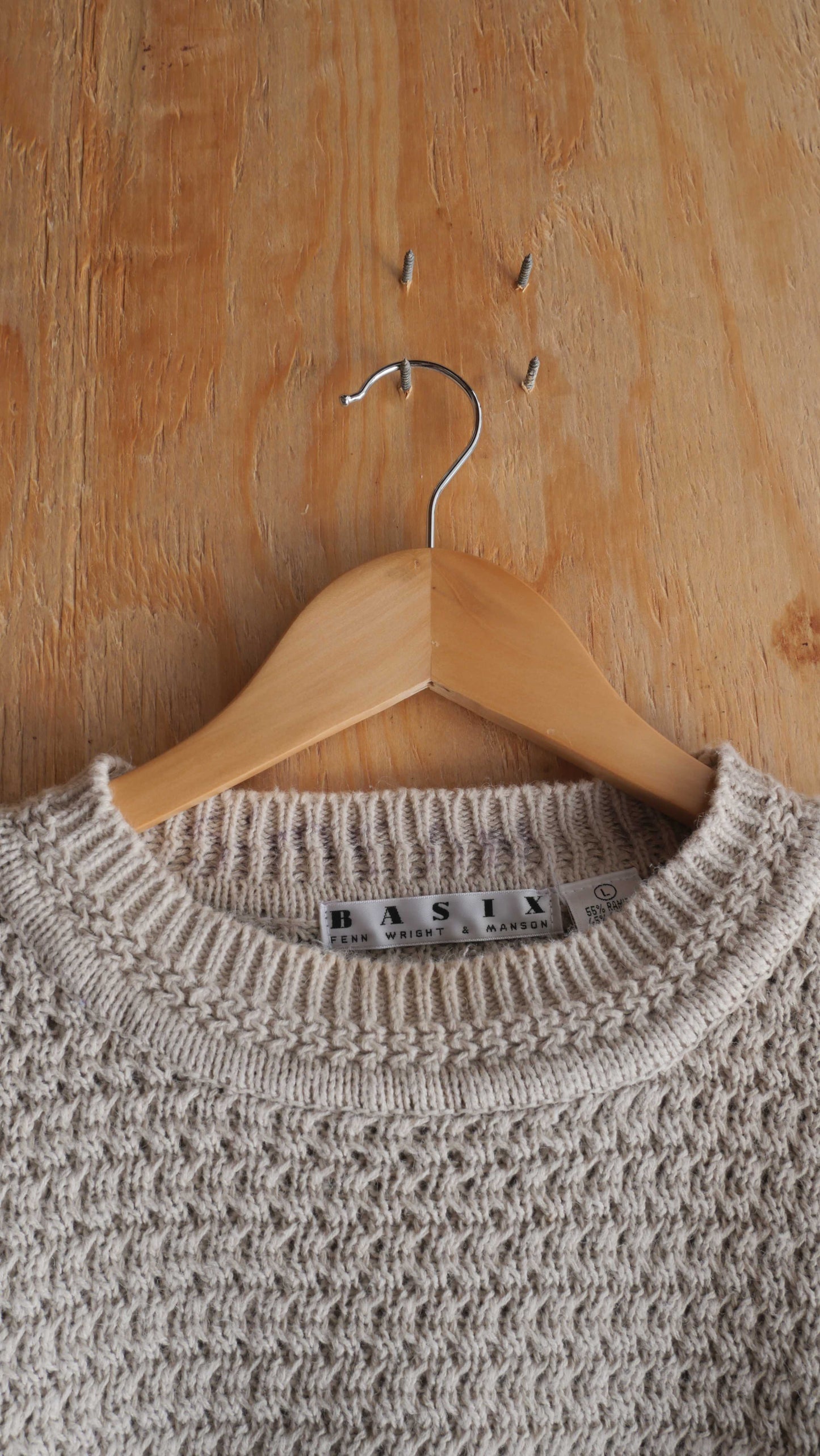 1980s Cream Knit Sweater | L