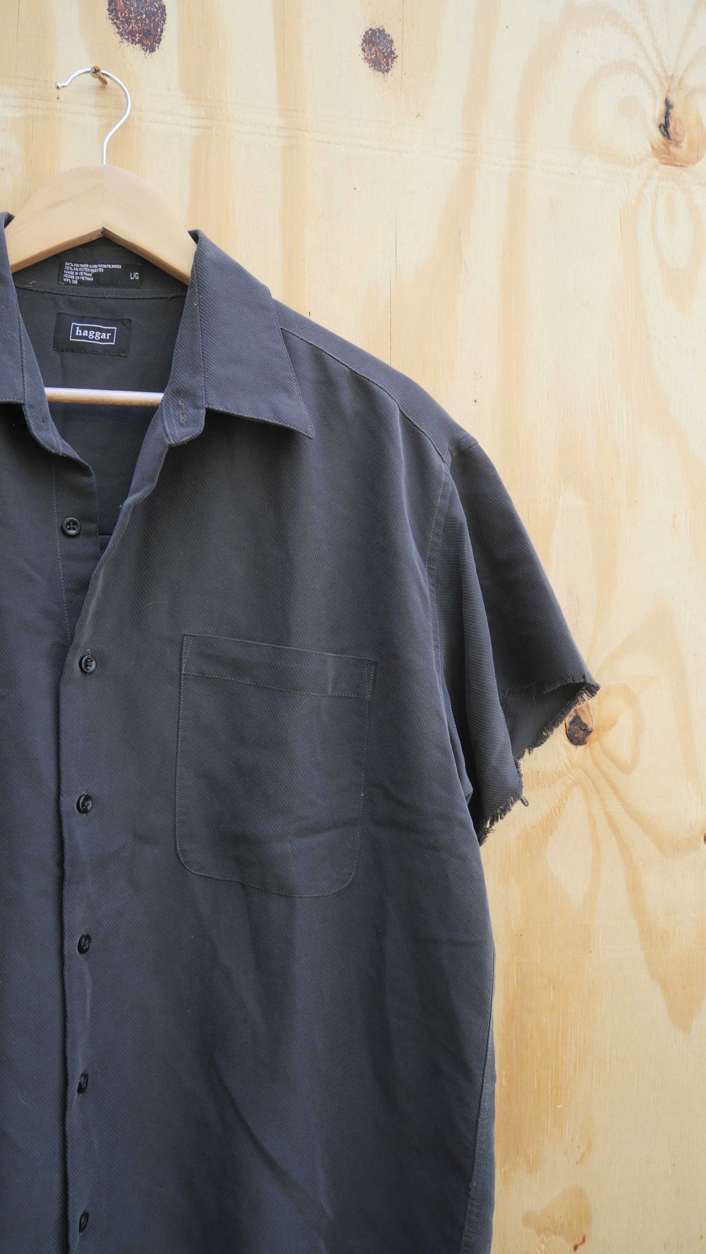2000s Black Button Up Cut Off | L