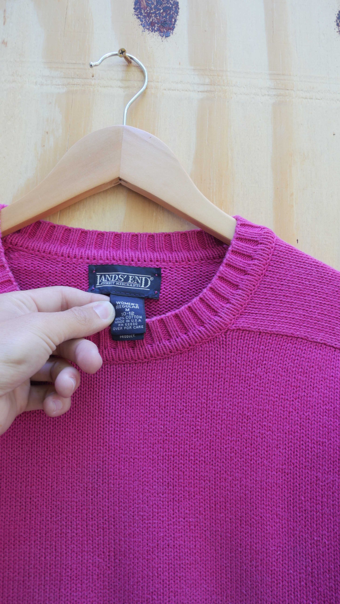1990s Lands End Pink Sweater | M