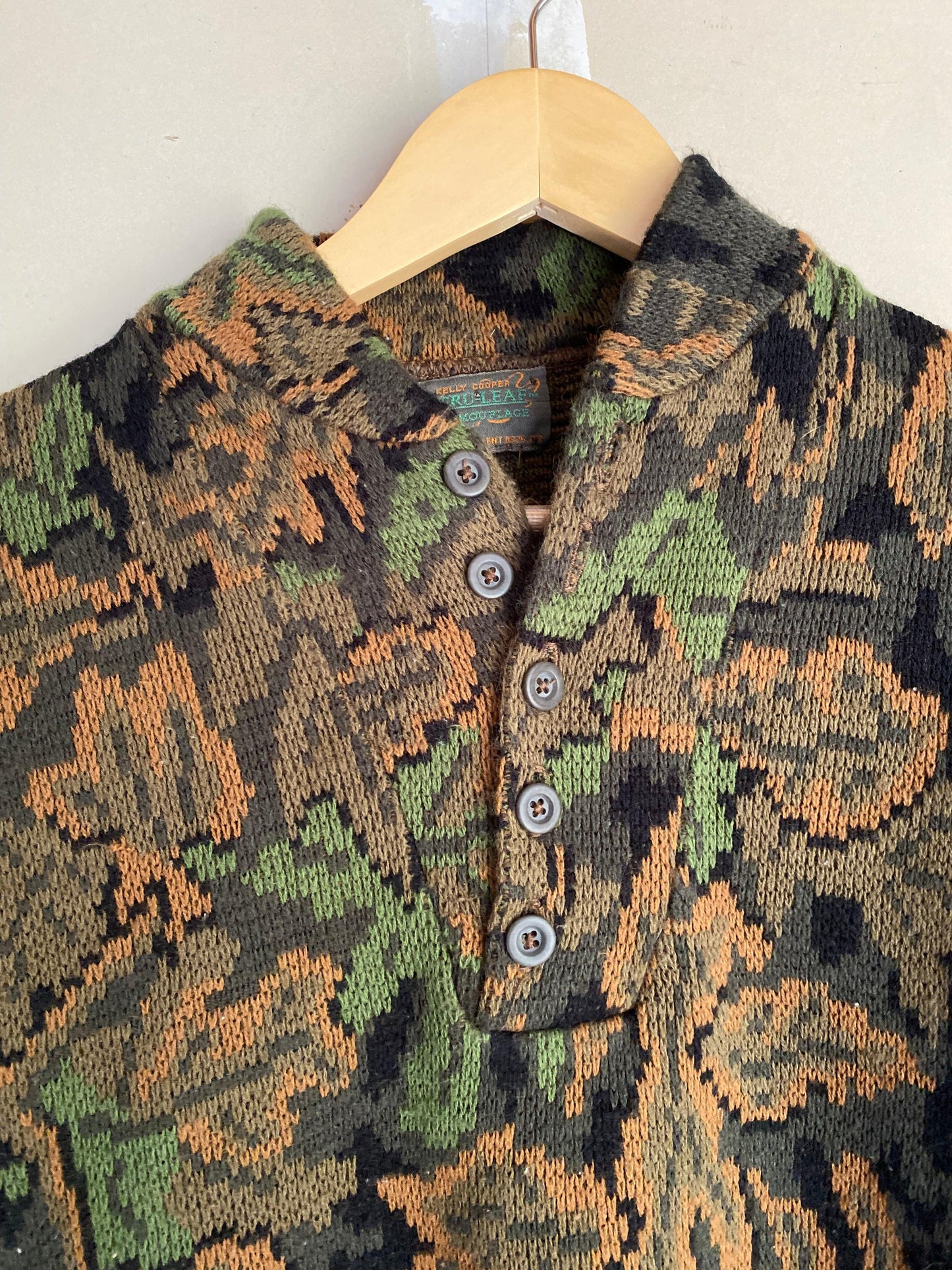 1980s Leaf Camo Sweater | L