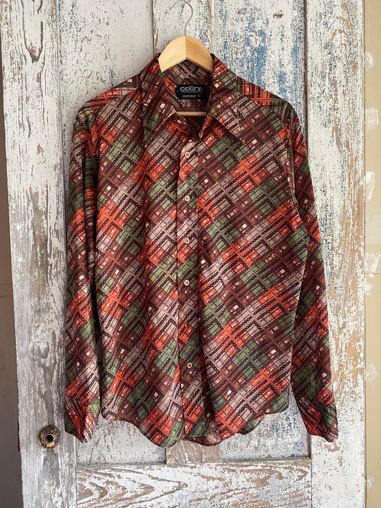 1970s Printed Nylon Shirt | L