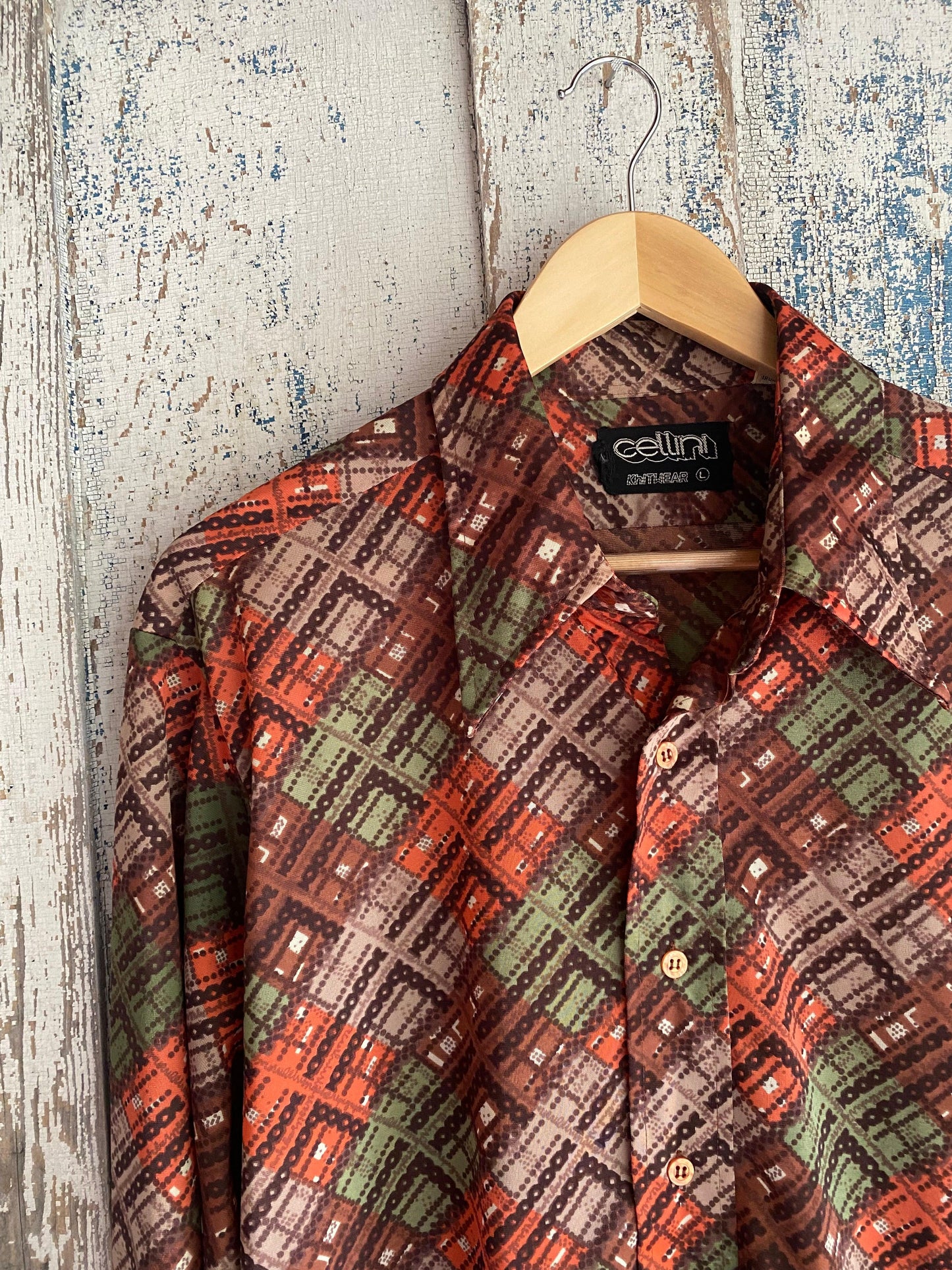 1970s Printed Nylon Shirt | L