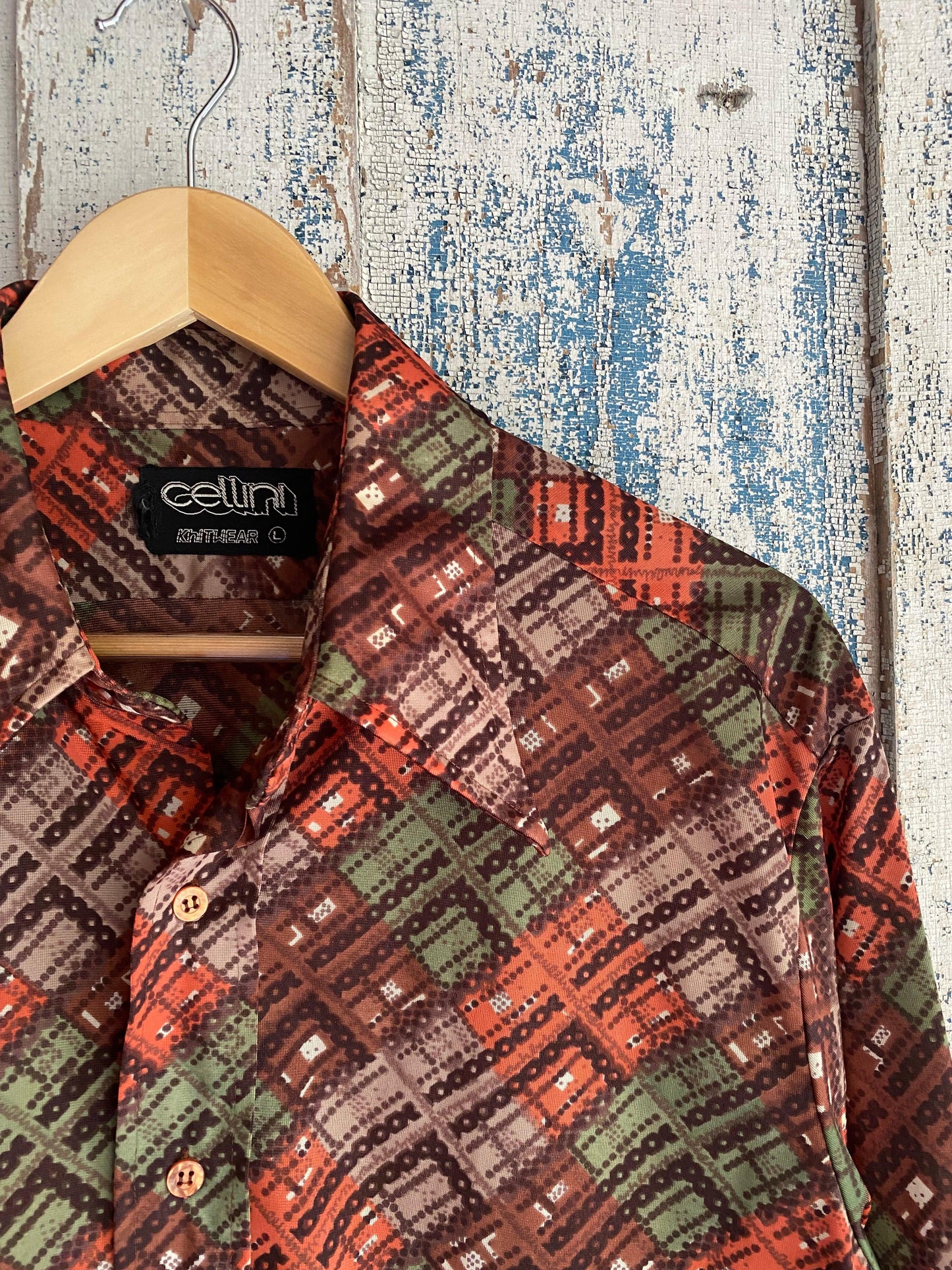1970s Printed Nylon Shirt | L