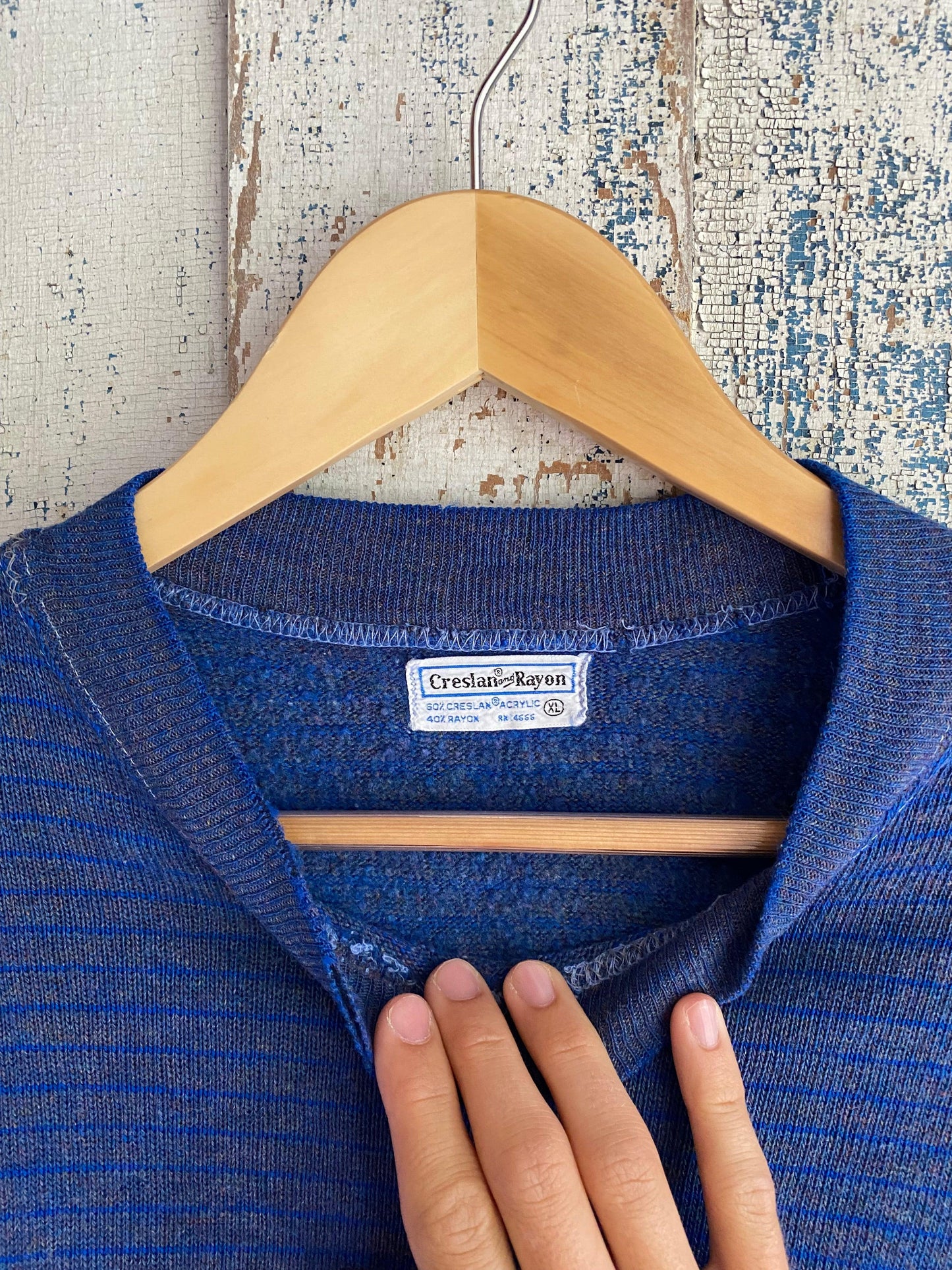 1970s Rayon Striped Crewneck | L