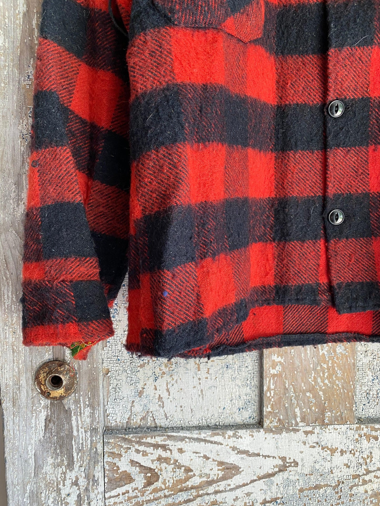 1970s Wool Buffalo Check Flannel | L