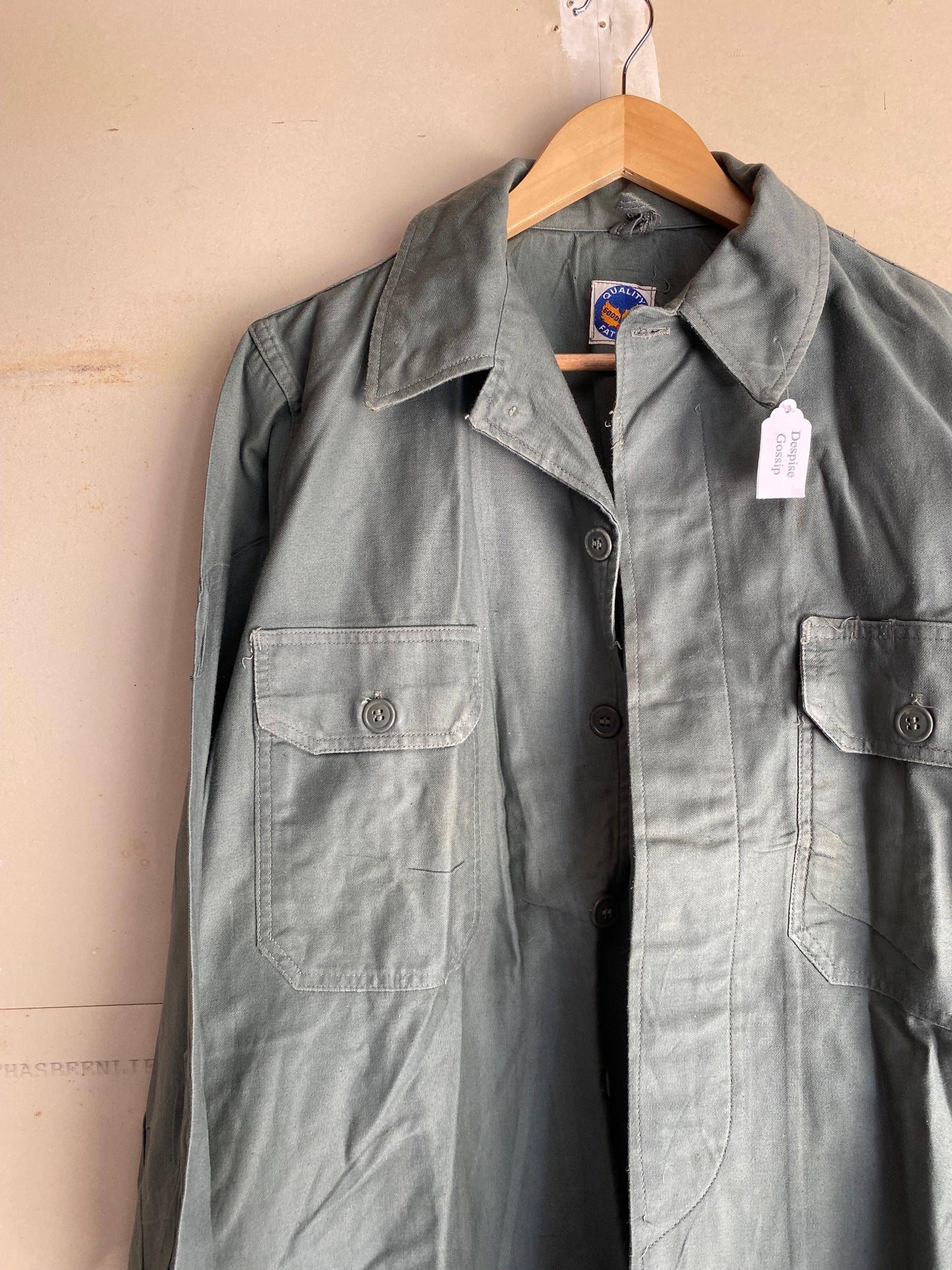1980s Sage Green Fatigue Shirt | L