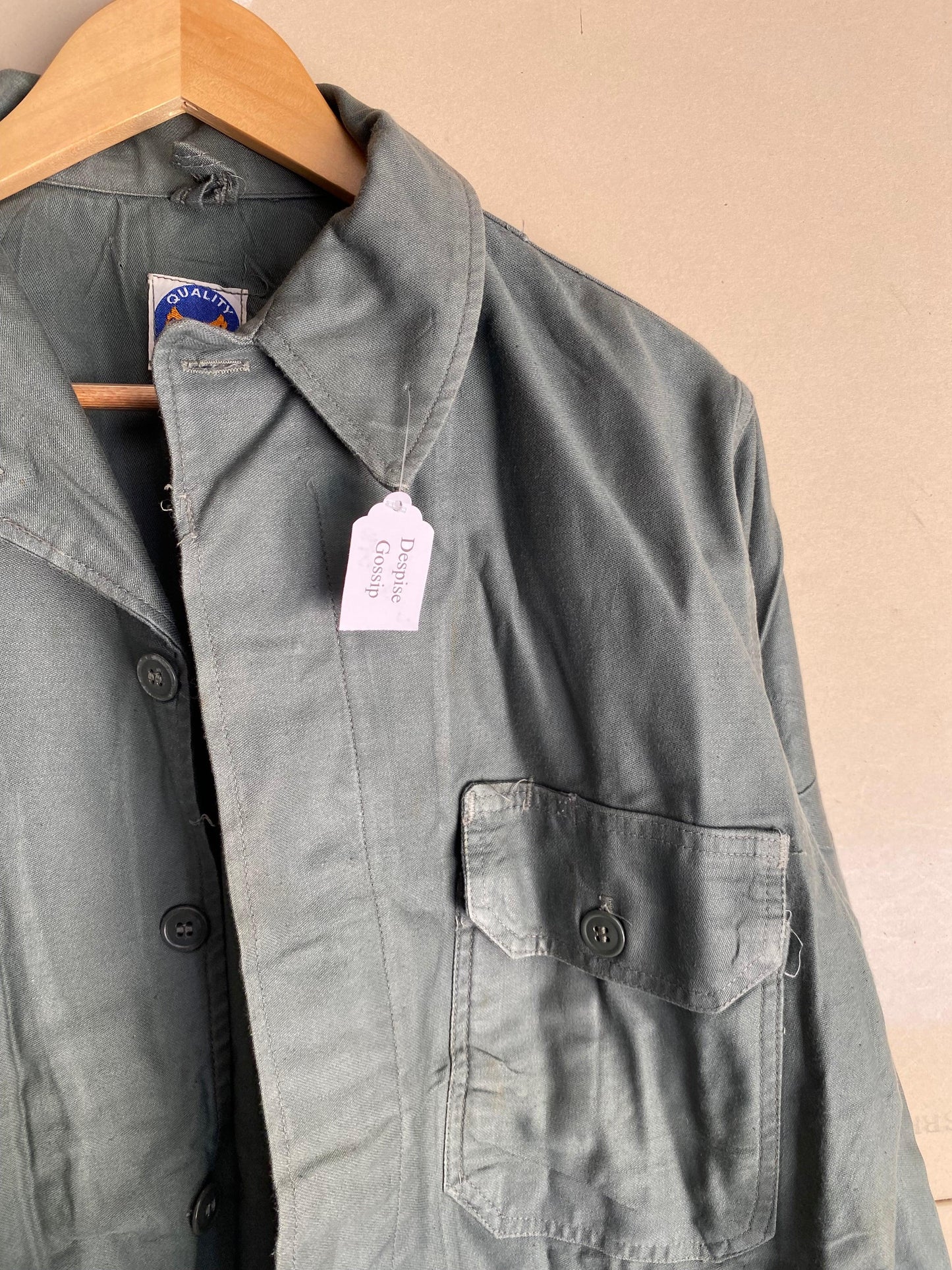 1980s Sage Green Fatigue Shirt | L