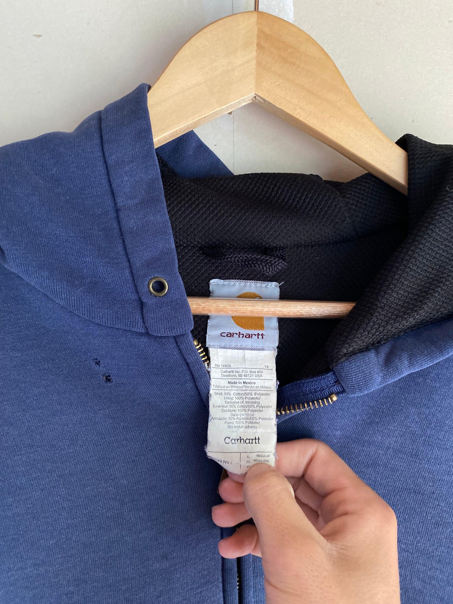 1990s Boxy Faded Carhartt Hoodie | XL