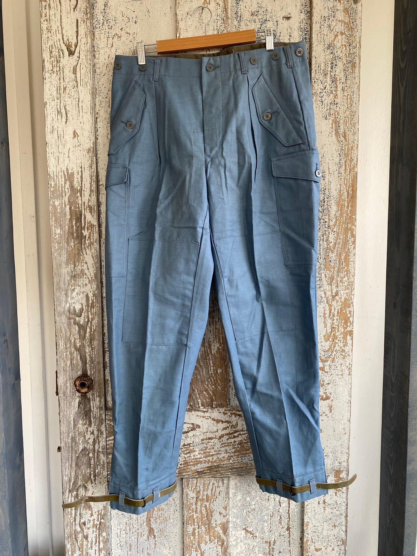 1980s Blue Cargo Military Pants | 36