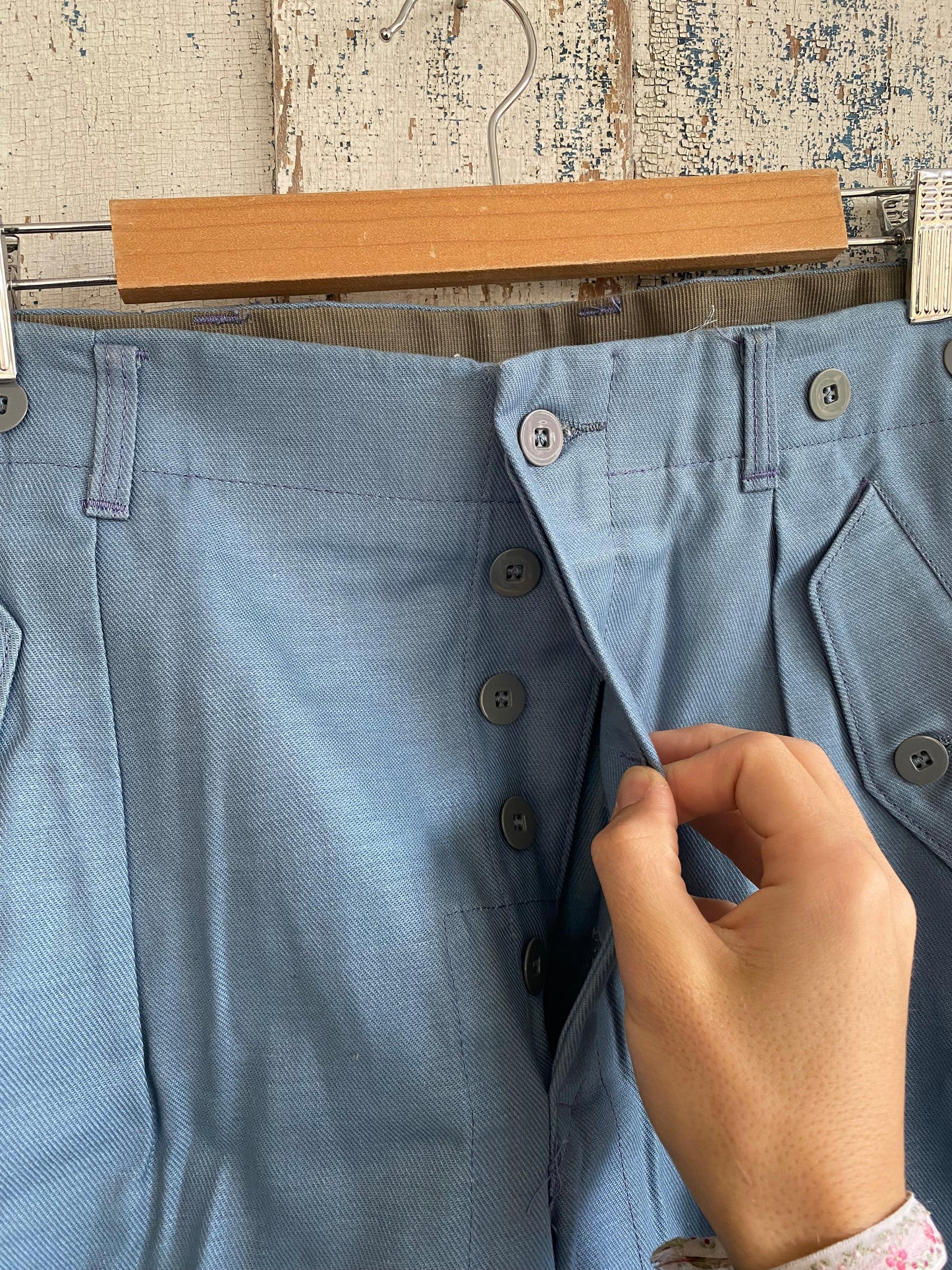 1980s Blue Cargo Military Pants | 36