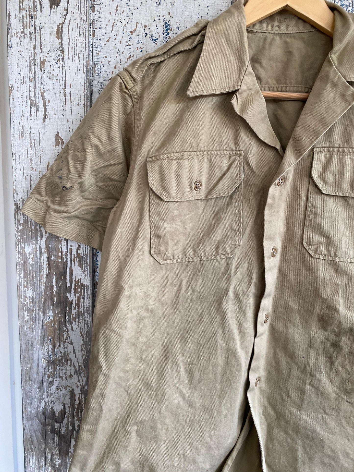 1950s Camp Collar Military Shirt | L