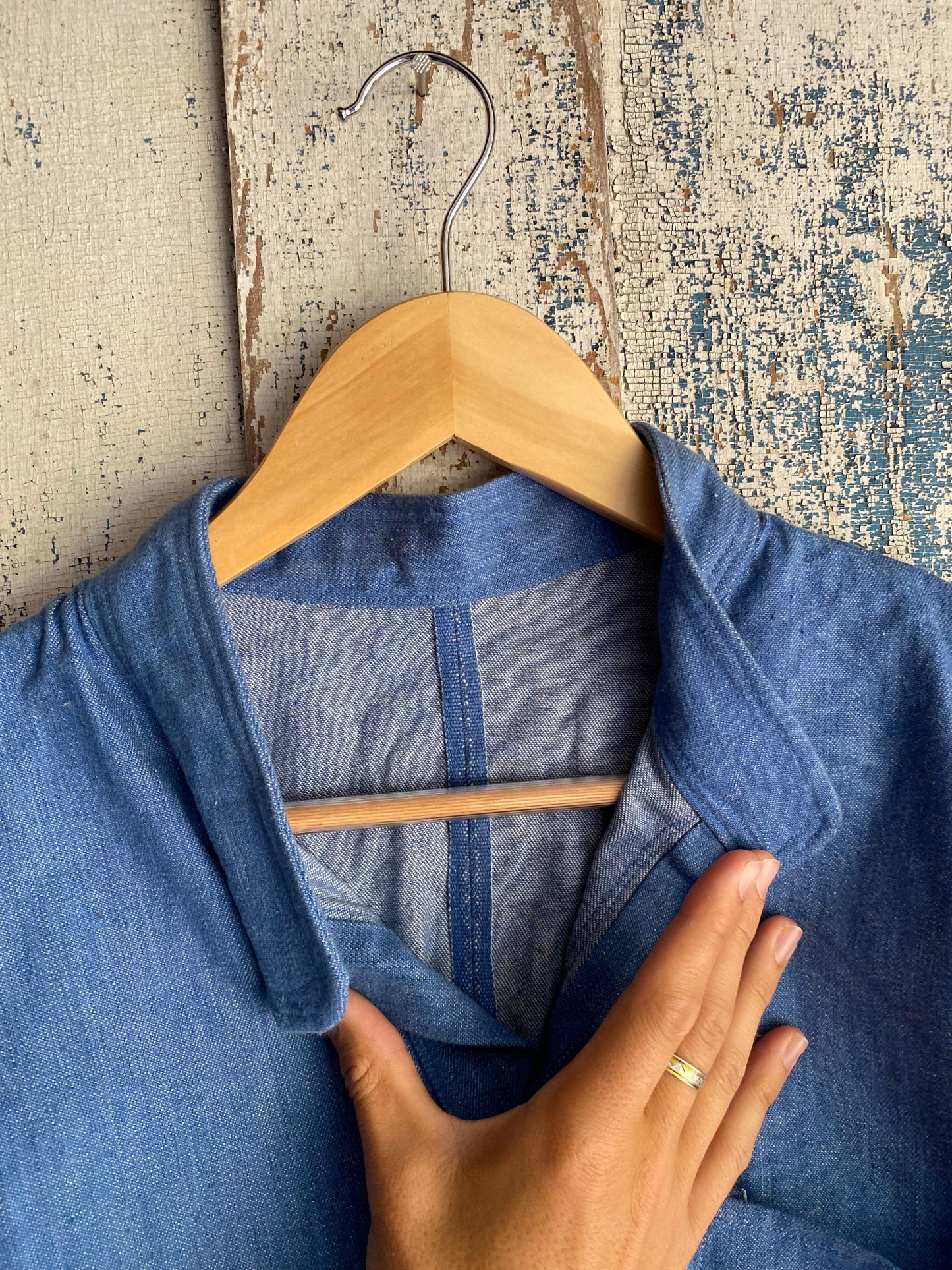 1960s Homemade Denim Overshirt | L