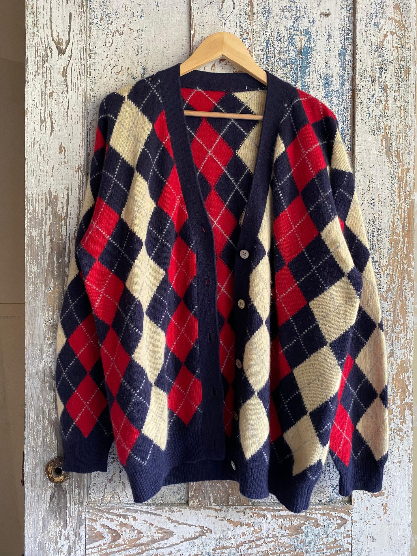 1980s Argyle Cardigan | XL