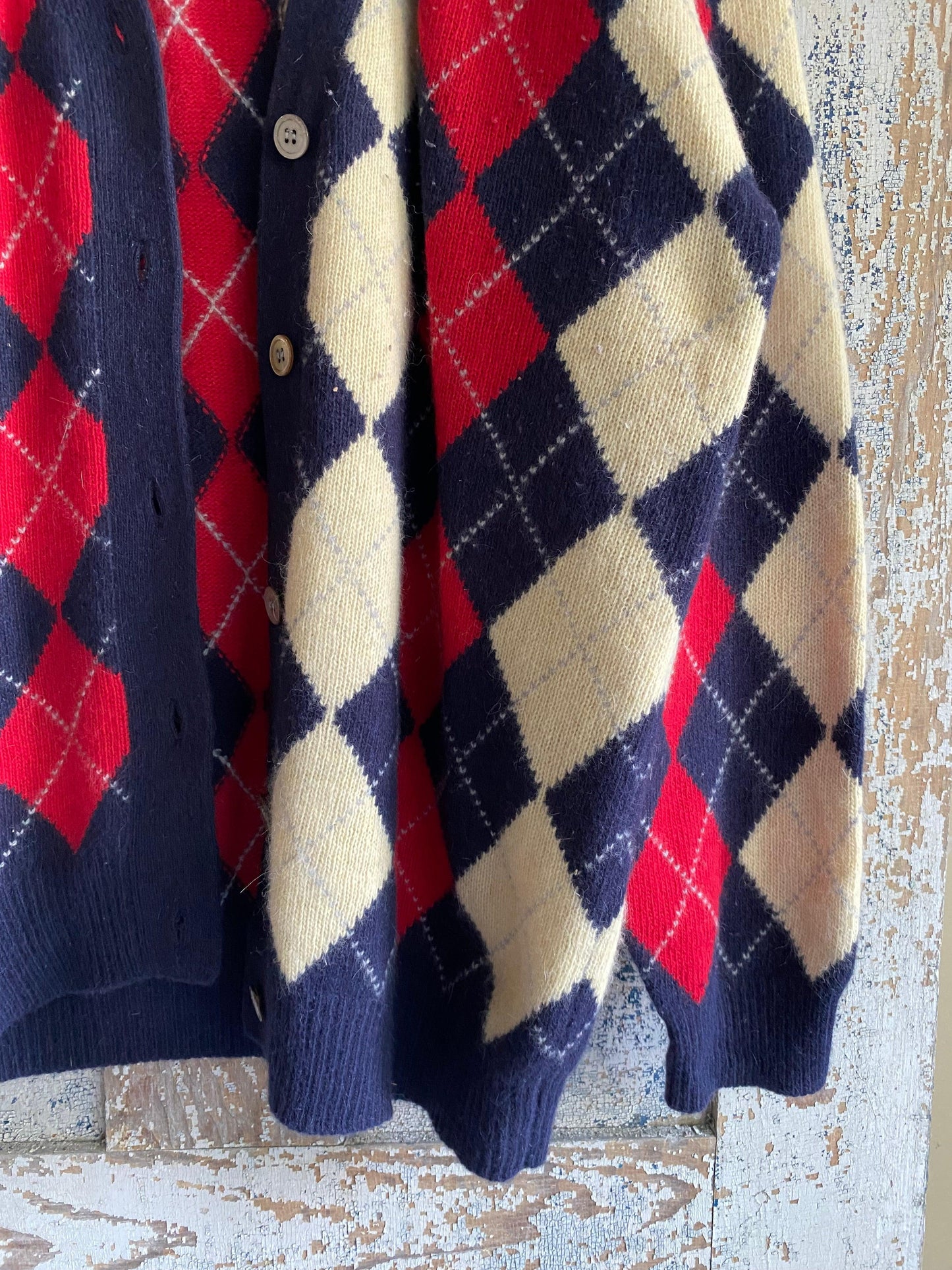 1980s Argyle Cardigan | XL