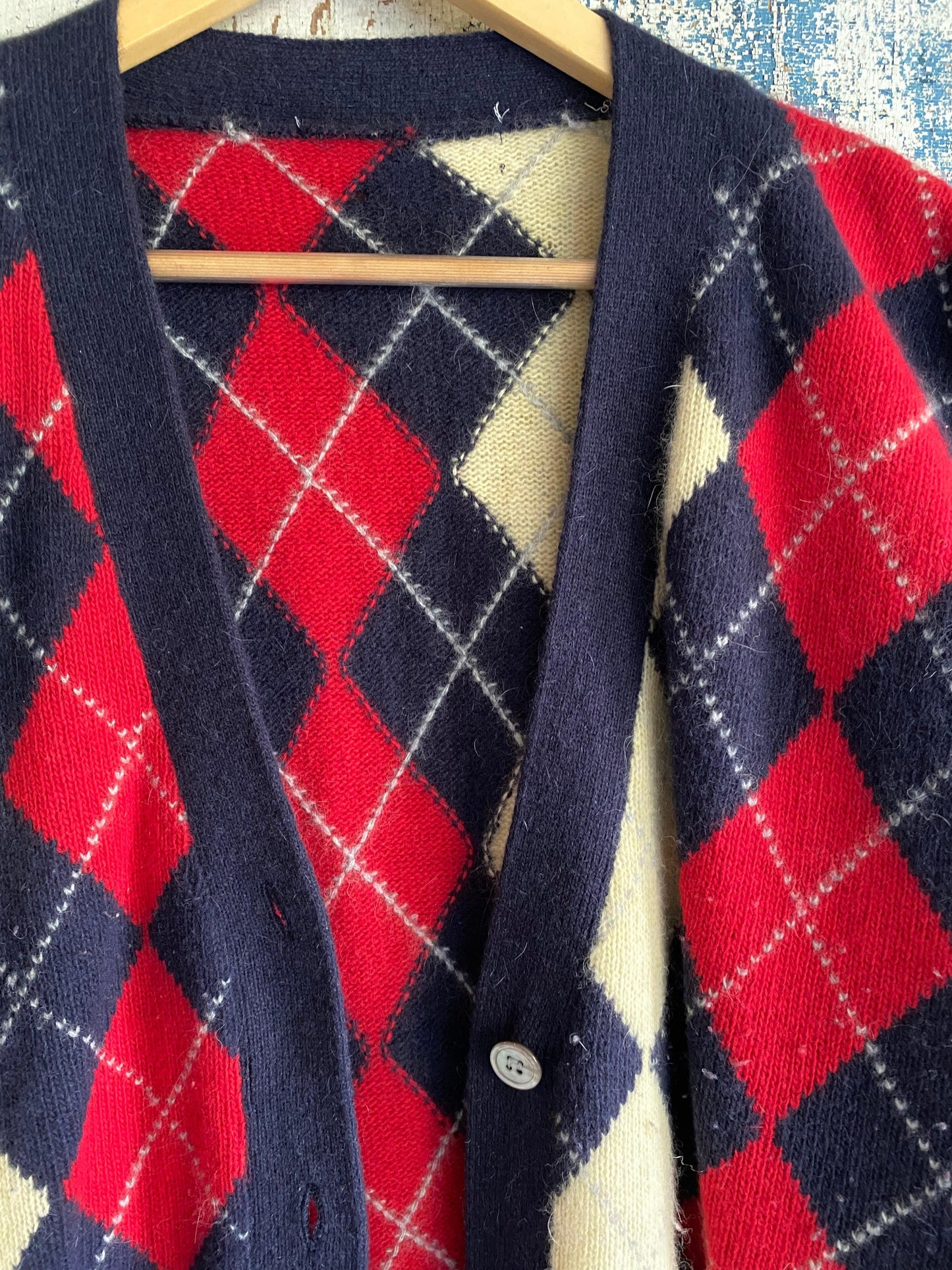 1980s Argyle Cardigan | XL