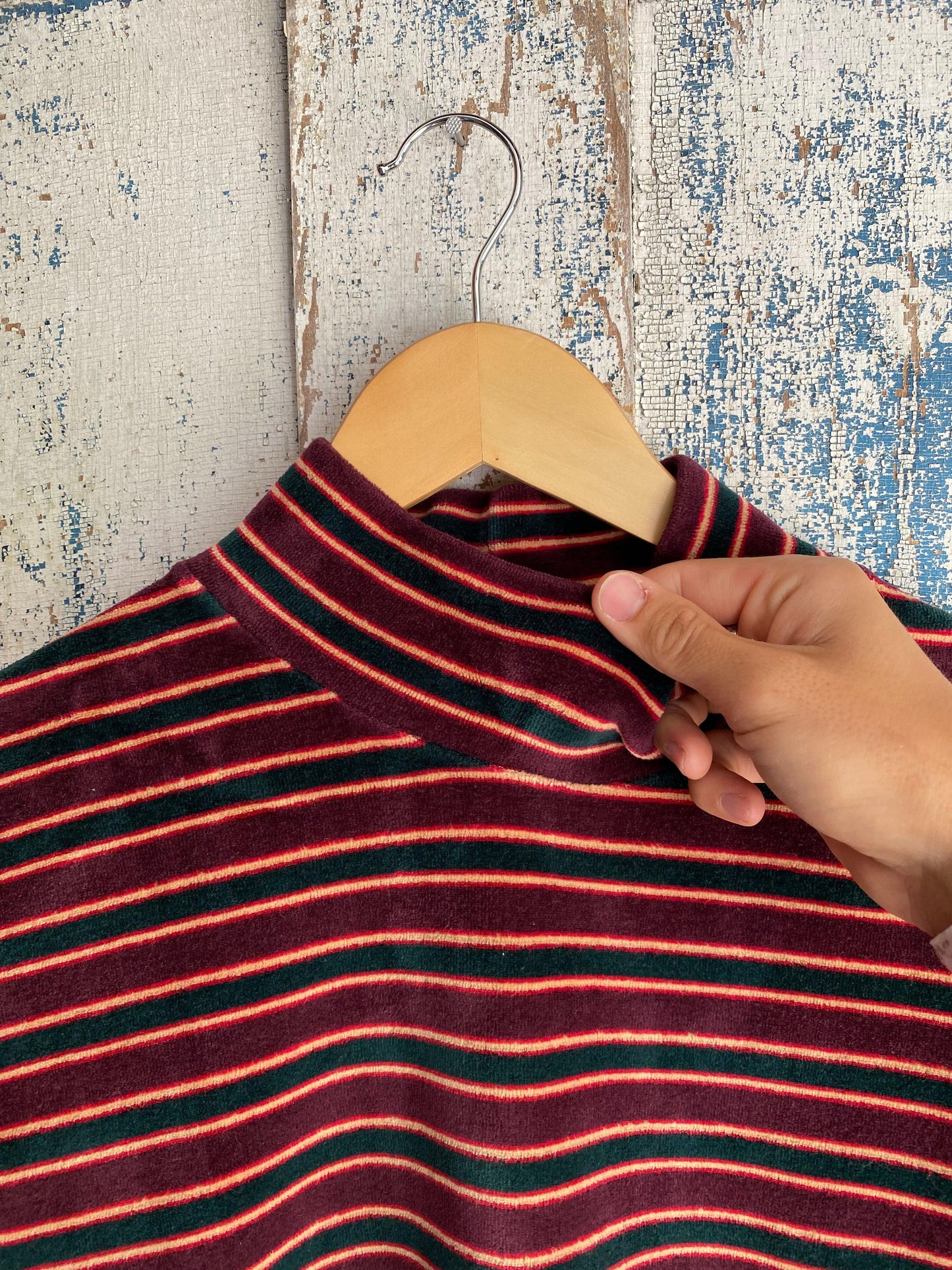 1990s Velour Striped Tee | L