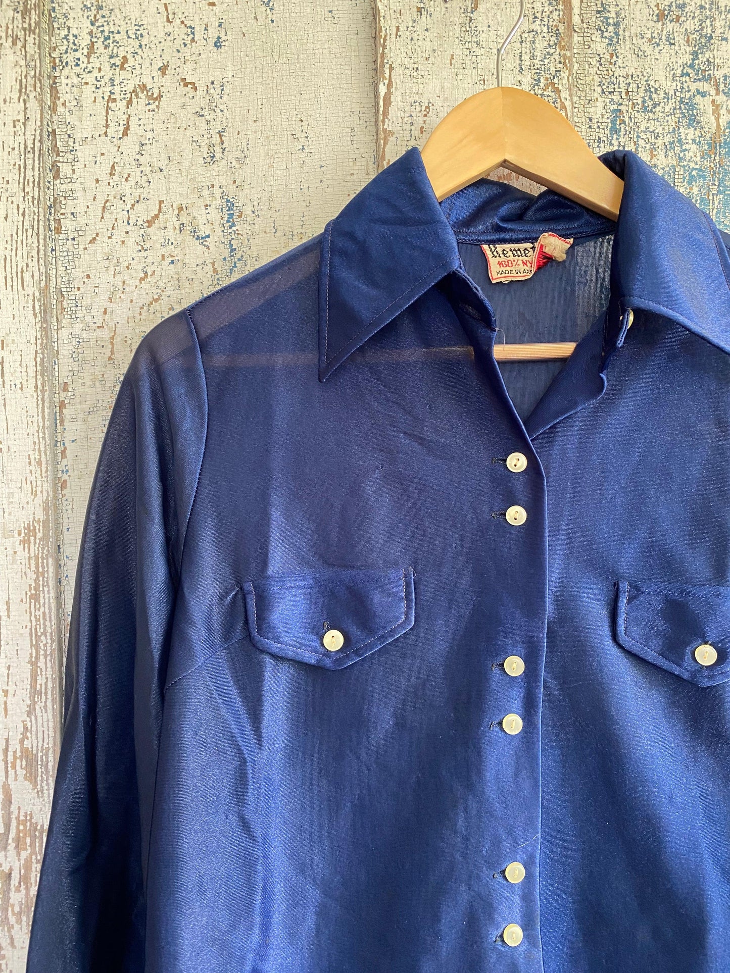 1970s Nylon Western Shirt | M