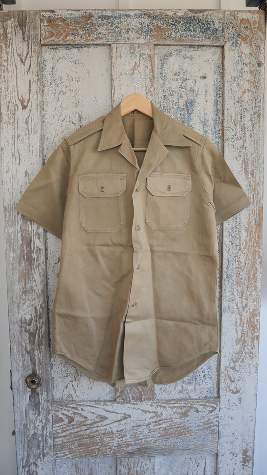 1950s Camp Collar Military Shirt | M