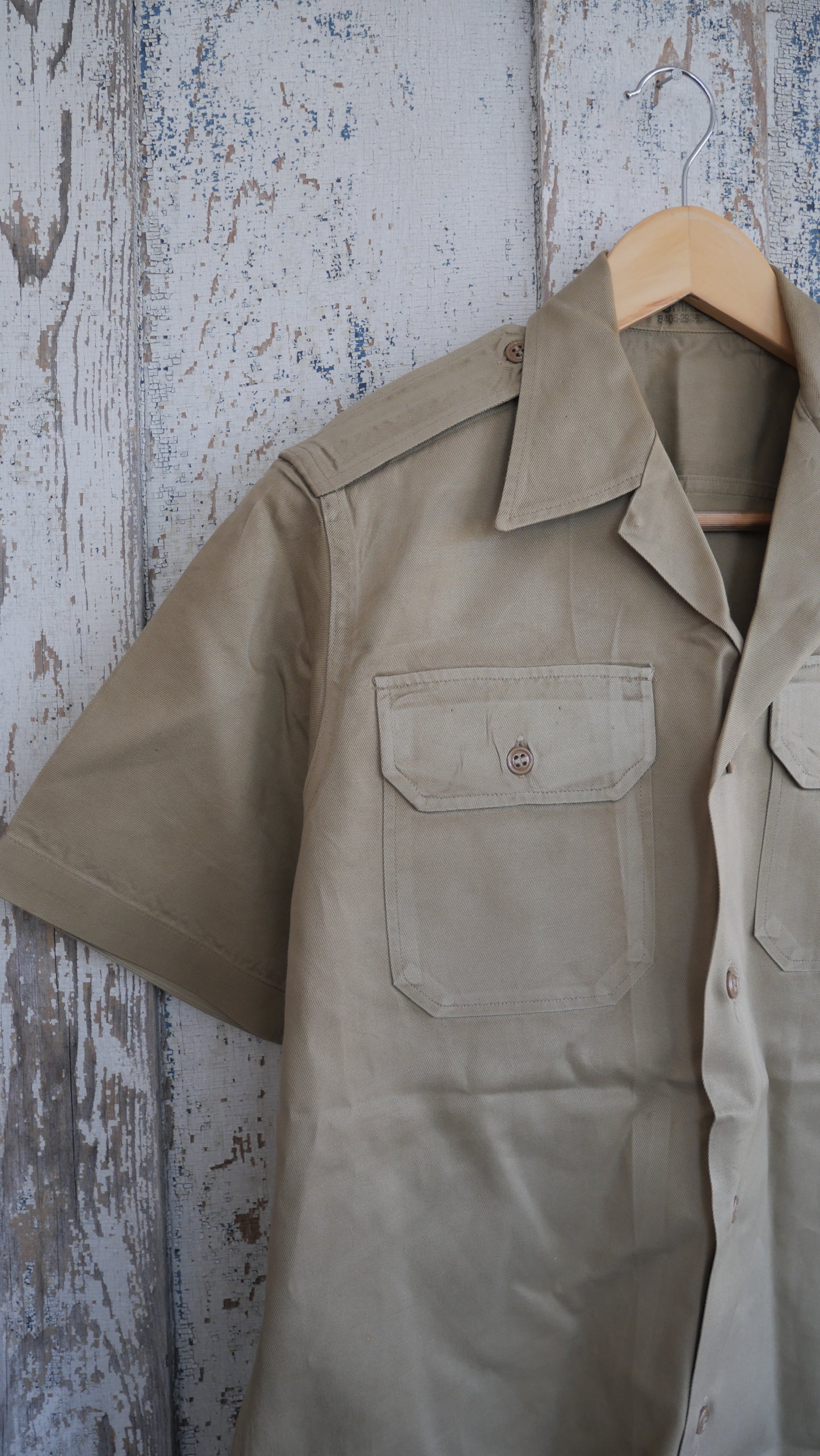 1950s Camp Collar Military Shirt | M