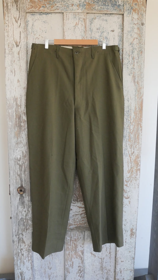 1960s Button Fly Wool Military Pants | 36