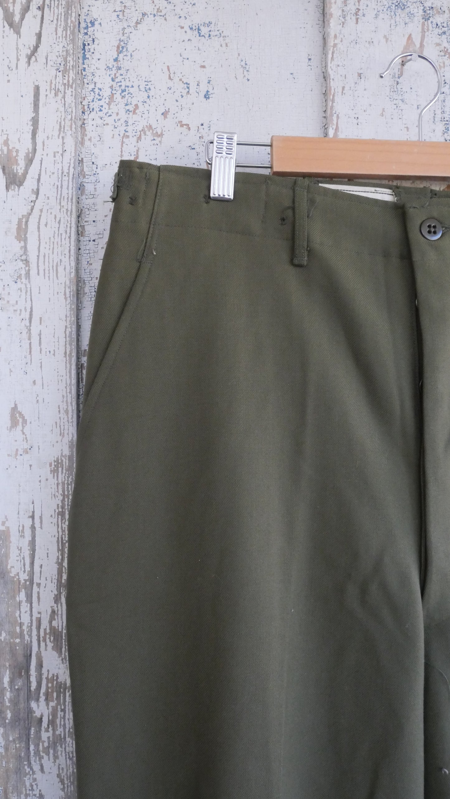 1960s Button Fly Wool Military Pants | 36