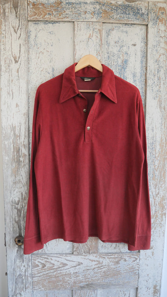 1970s JC Penney Velour Shirt | L