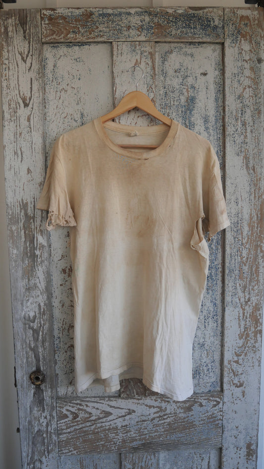 1960s Distressed White Tee | L