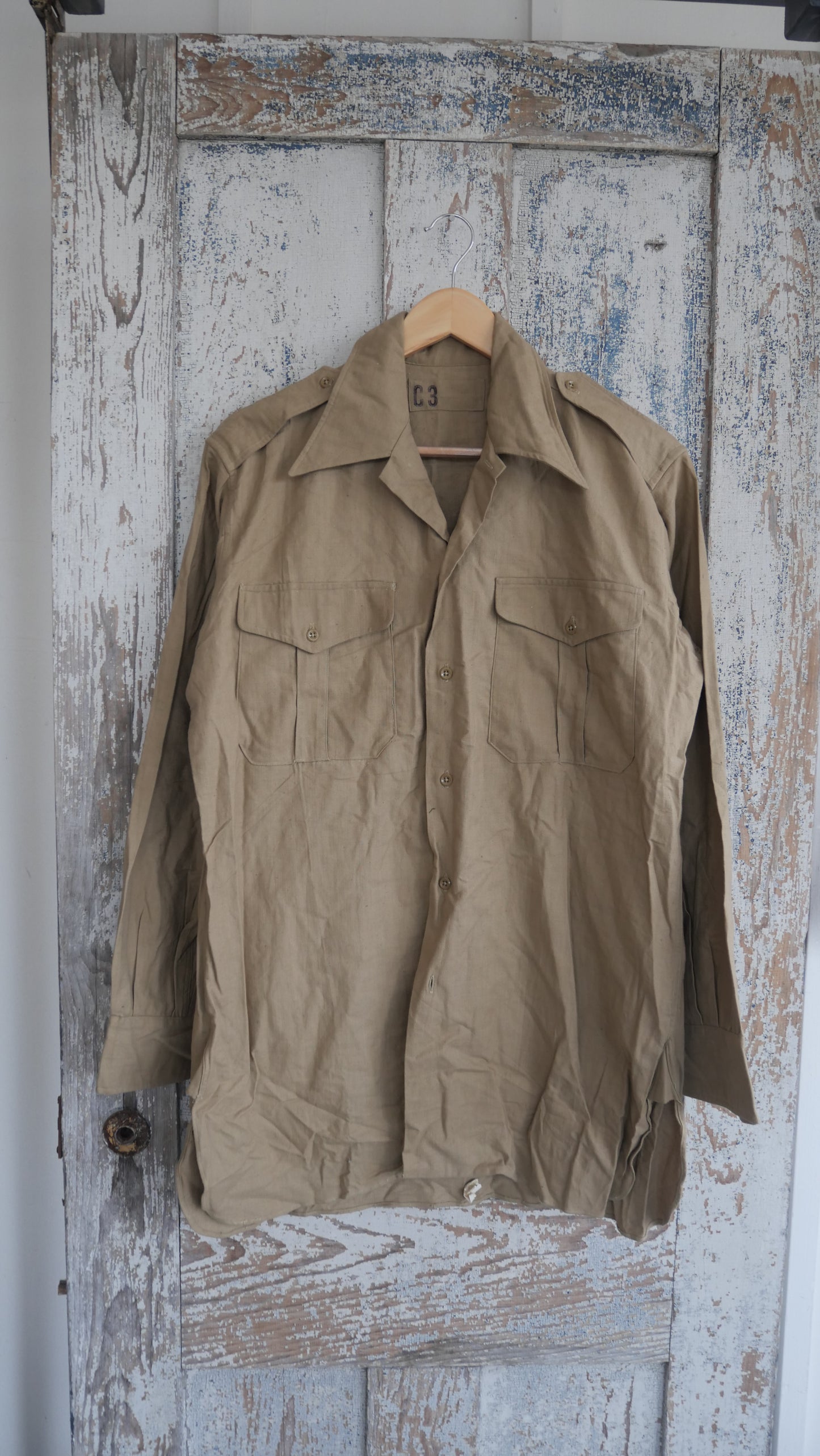 1960s Khaki Military Shirt | L