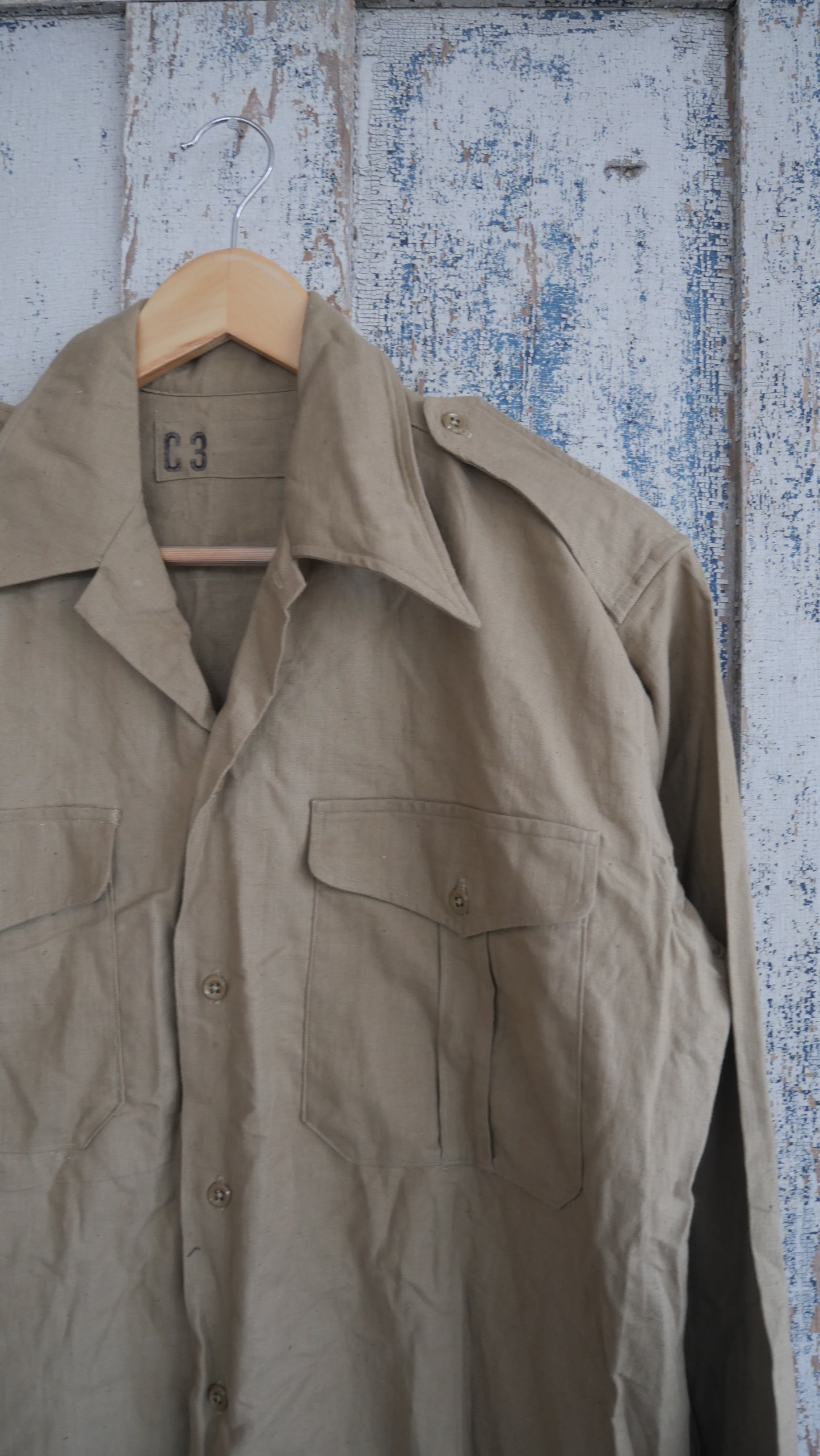 1960s Khaki Military Shirt | L