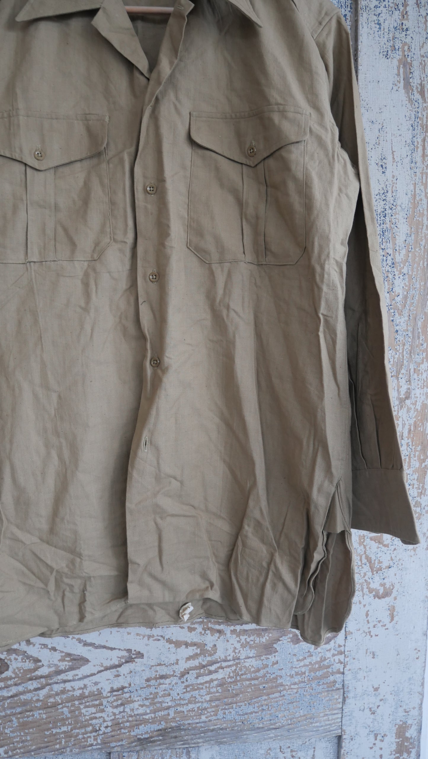 1960s Khaki Military Shirt | L