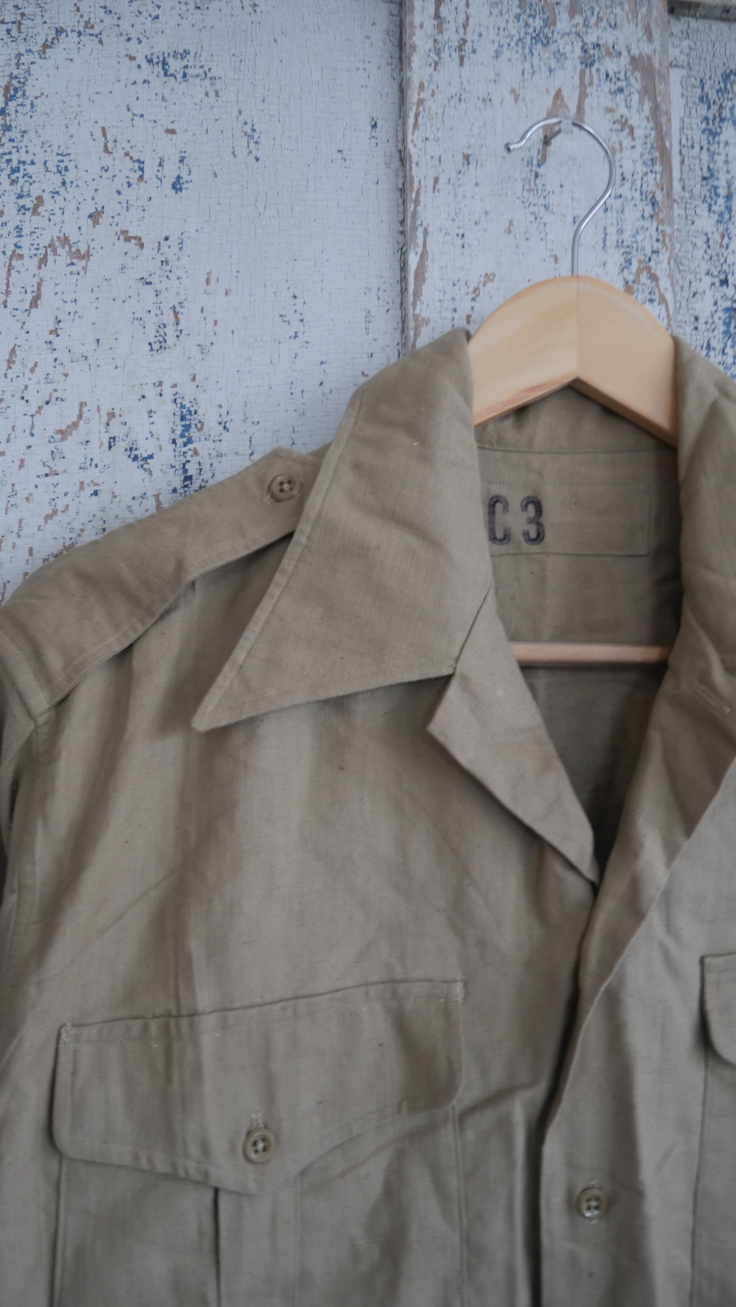 1960s Khaki Military Shirt | L