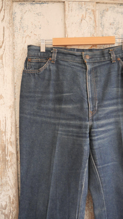 1980s Flared Orange Tab Levi's | 34