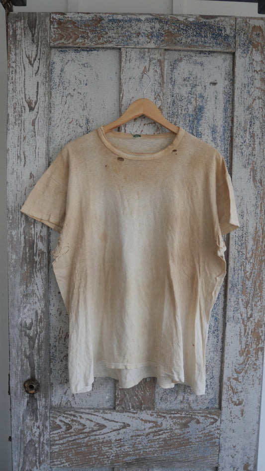 1960s Thrashed White Tee | L