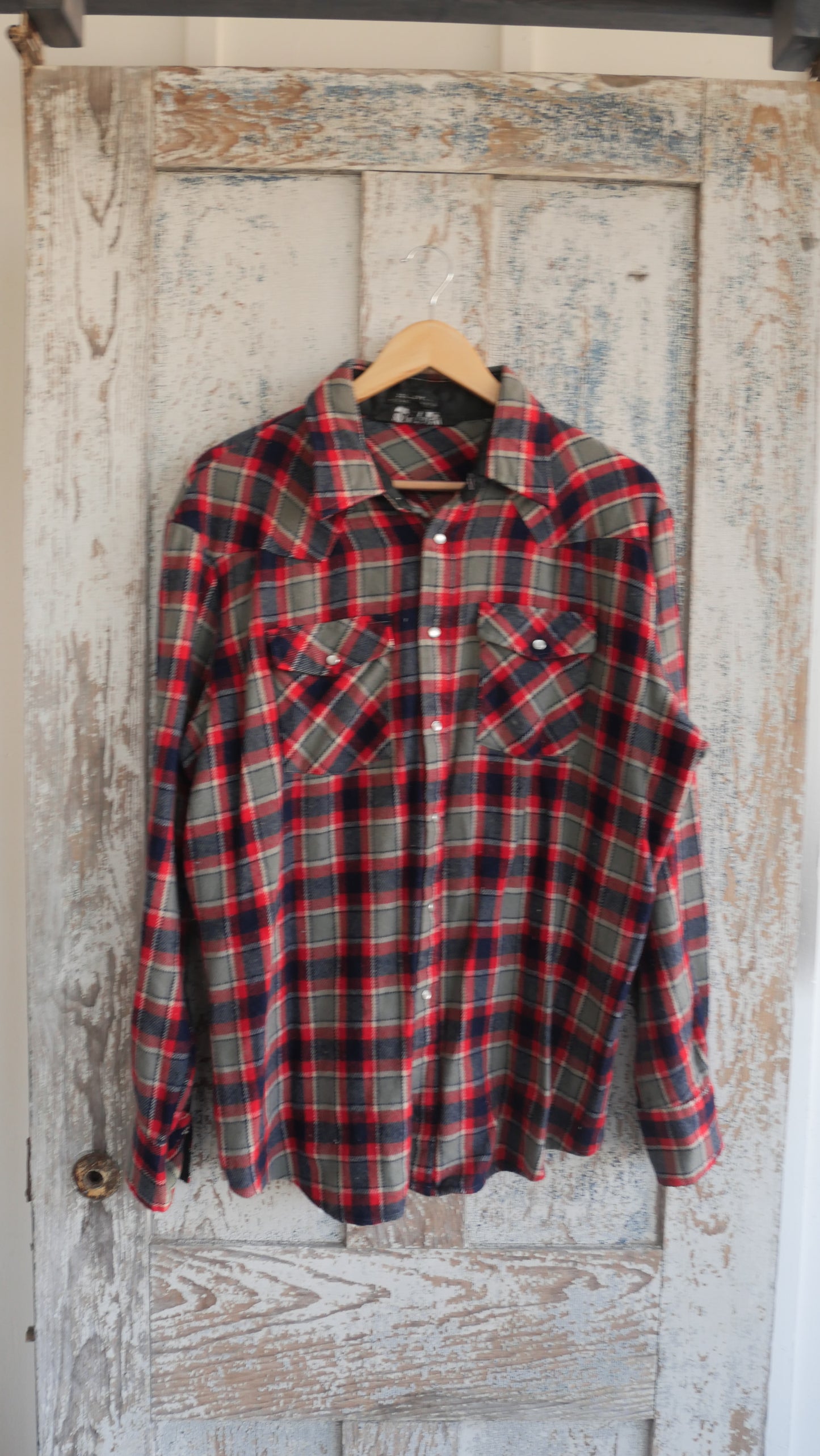 1980s Western Pearl Snap Flannel | L