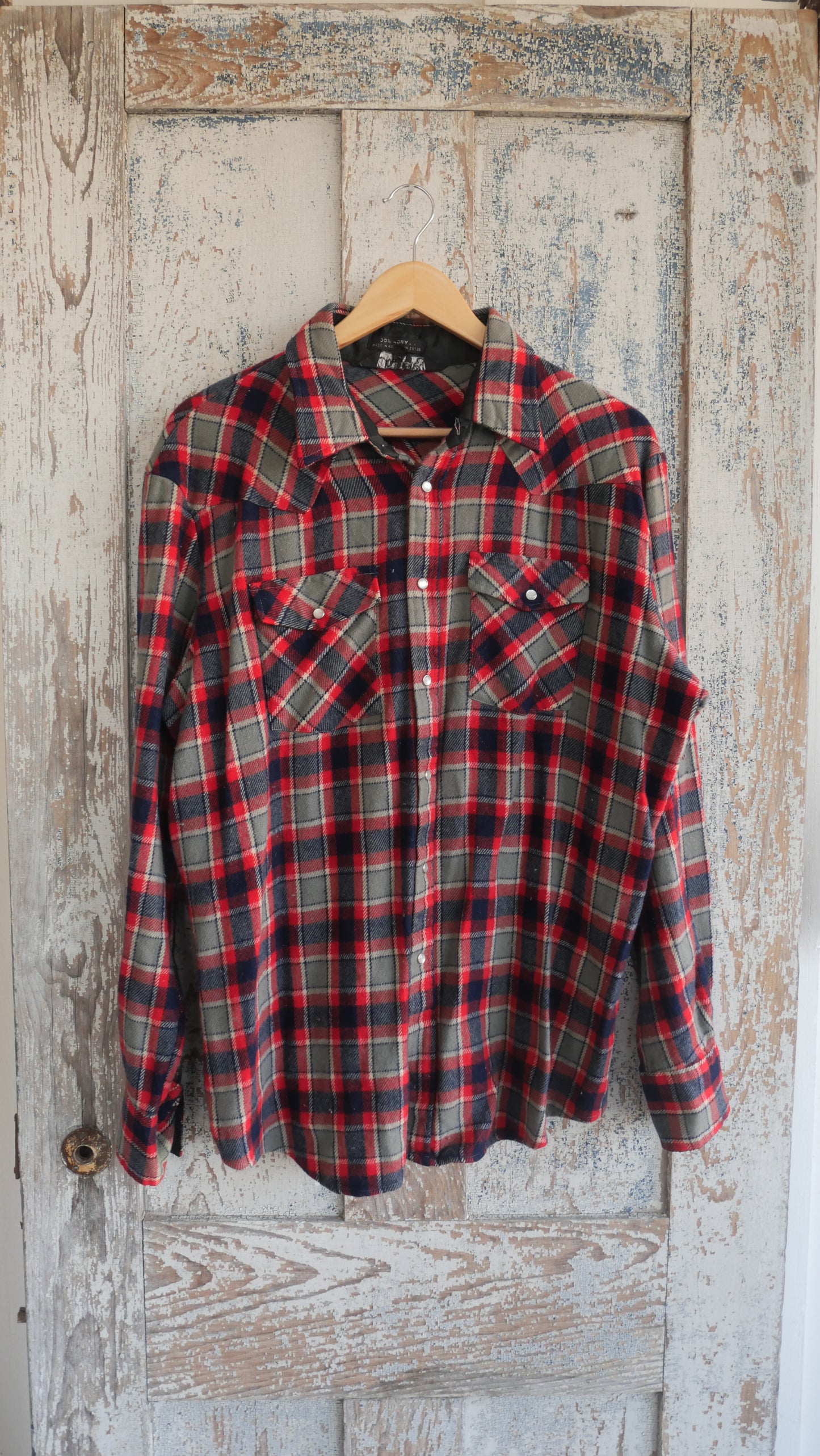 1980s Western Pearl Snap Flannel | L