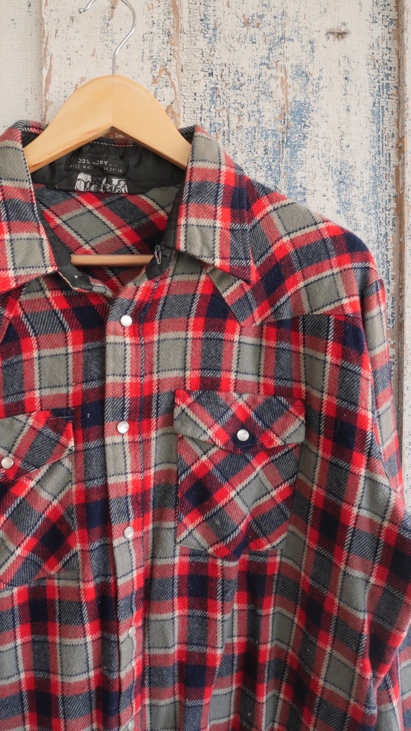 1980s Western Pearl Snap Flannel | L