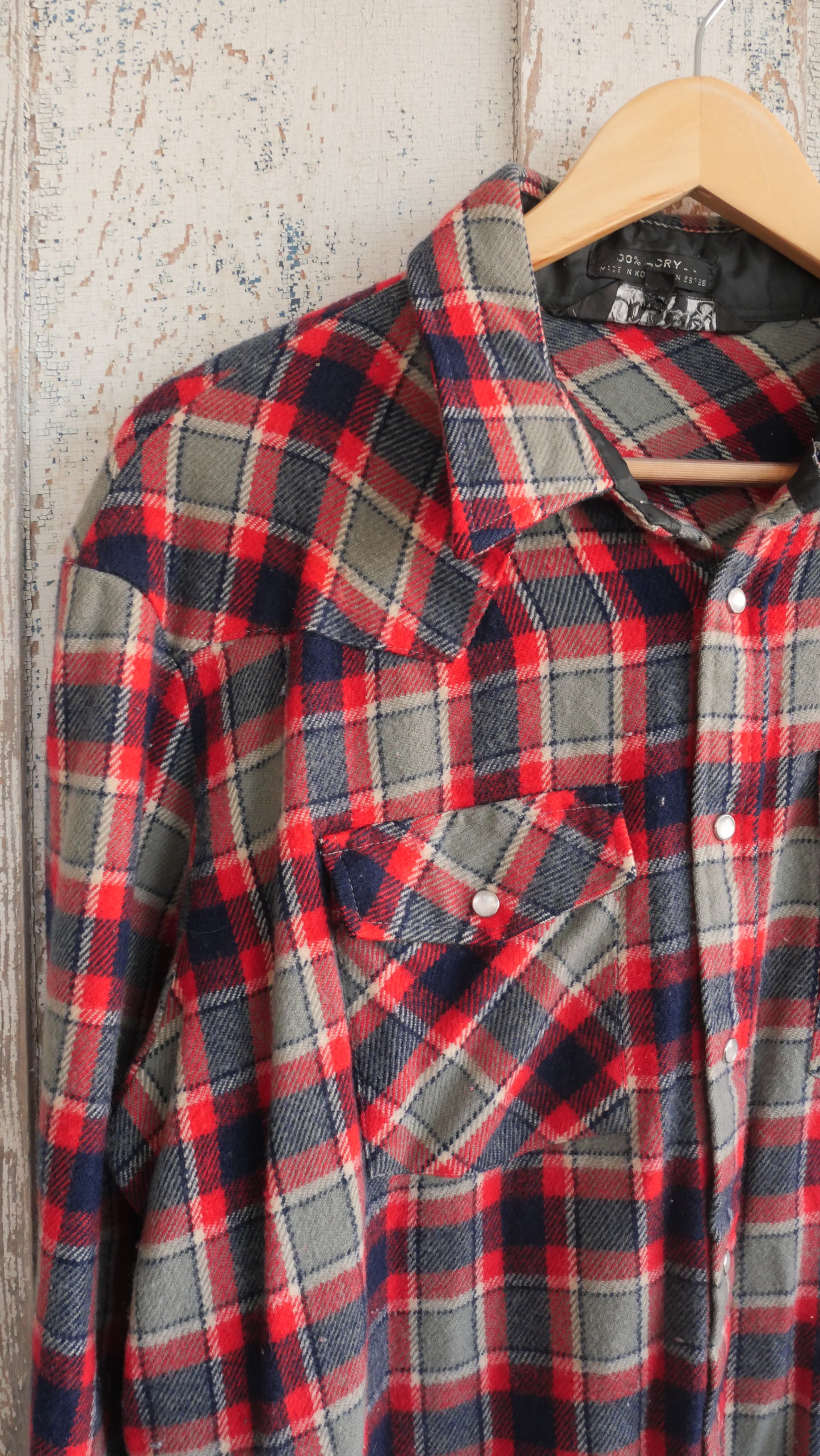 1980s Western Pearl Snap Flannel | L