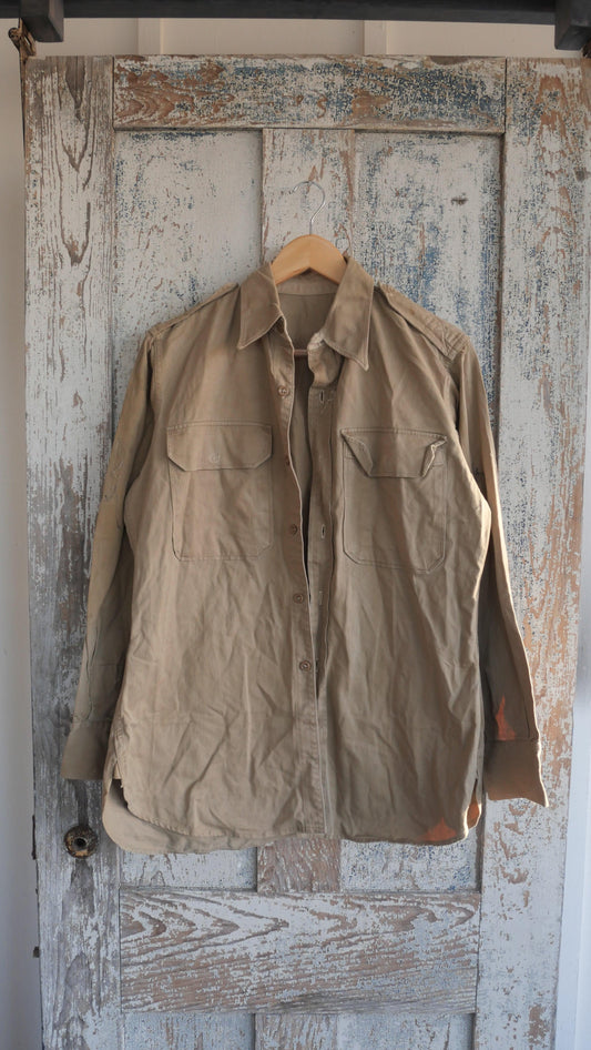 1970s Khaki Military Shirt | M