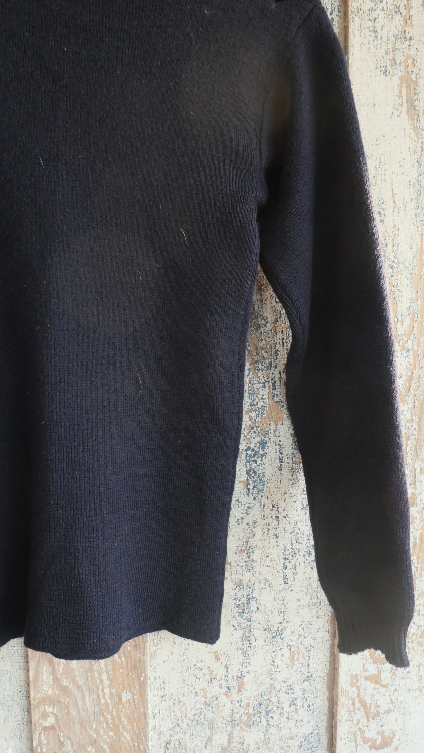 1970s Navy Side Snap Sweater | S