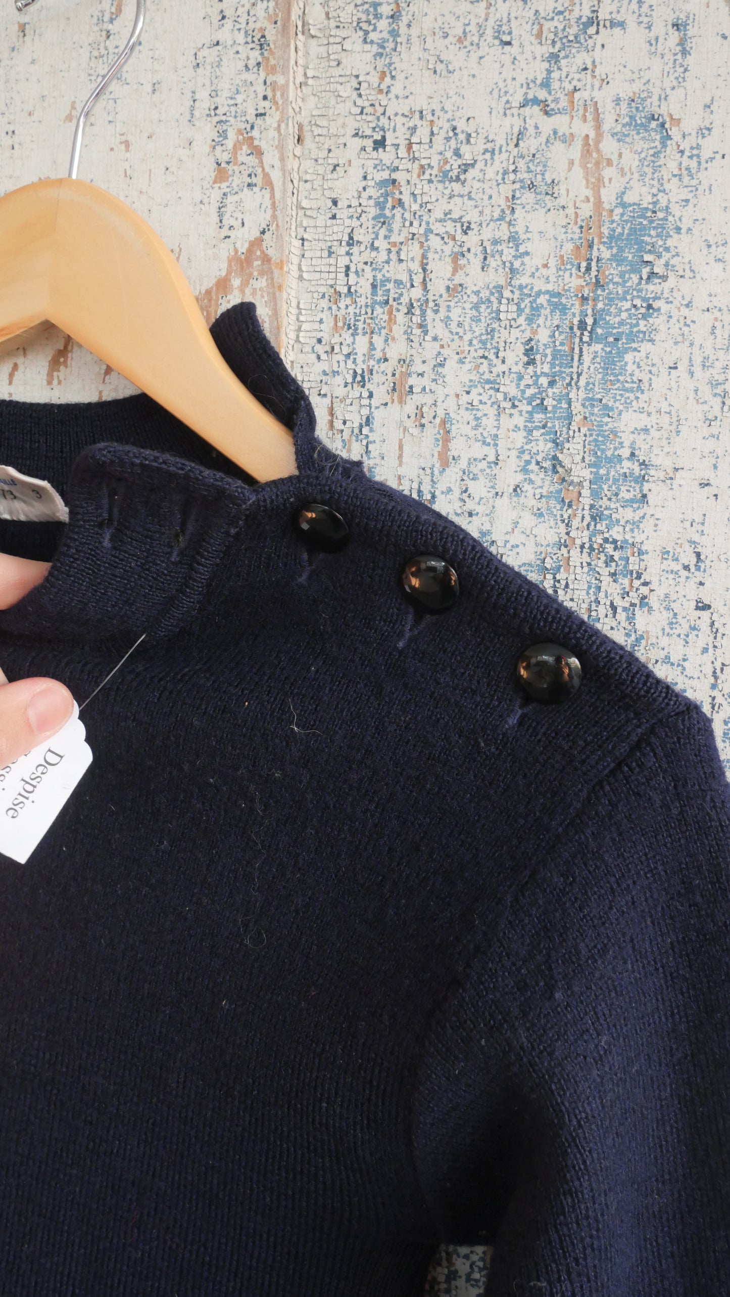 1970s Navy Side Snap Sweater | S