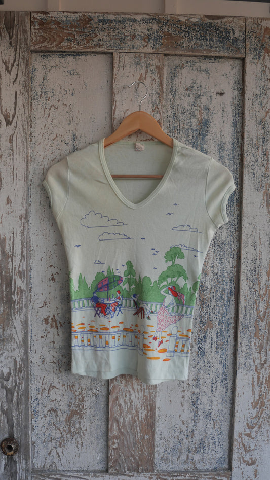 1970s Novelty Knit Shirt | XS