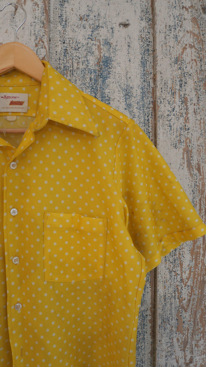 1970s Polkadot Knit Button Up | L