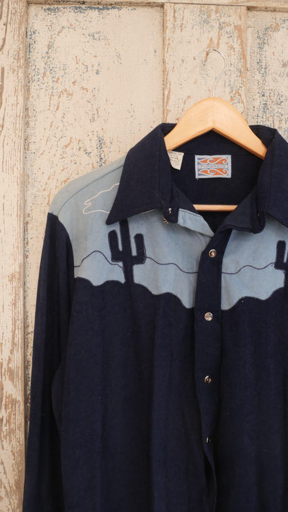 1970s Velour Western Shirt | L