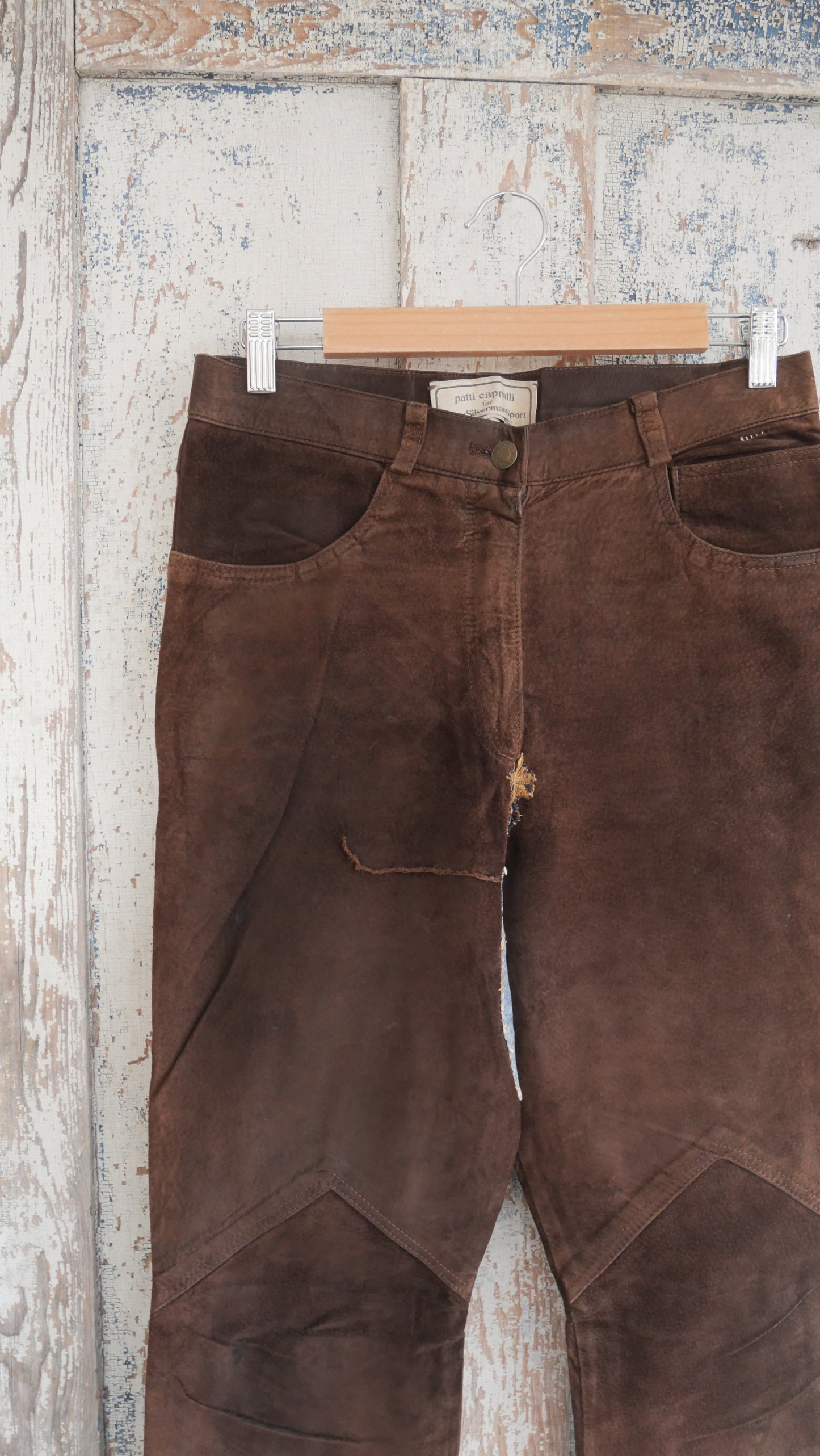 1970s Leather Repaired Flared Pants | 31
