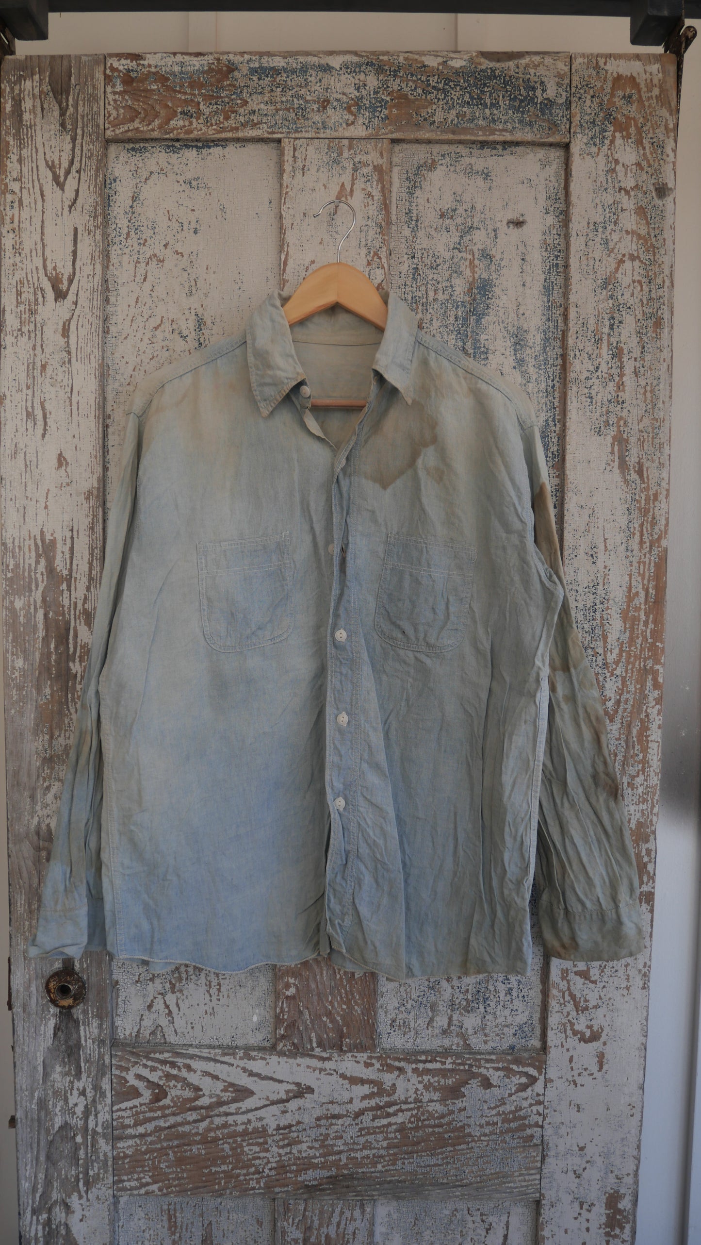 1980s Faded Chambray Shirt | L