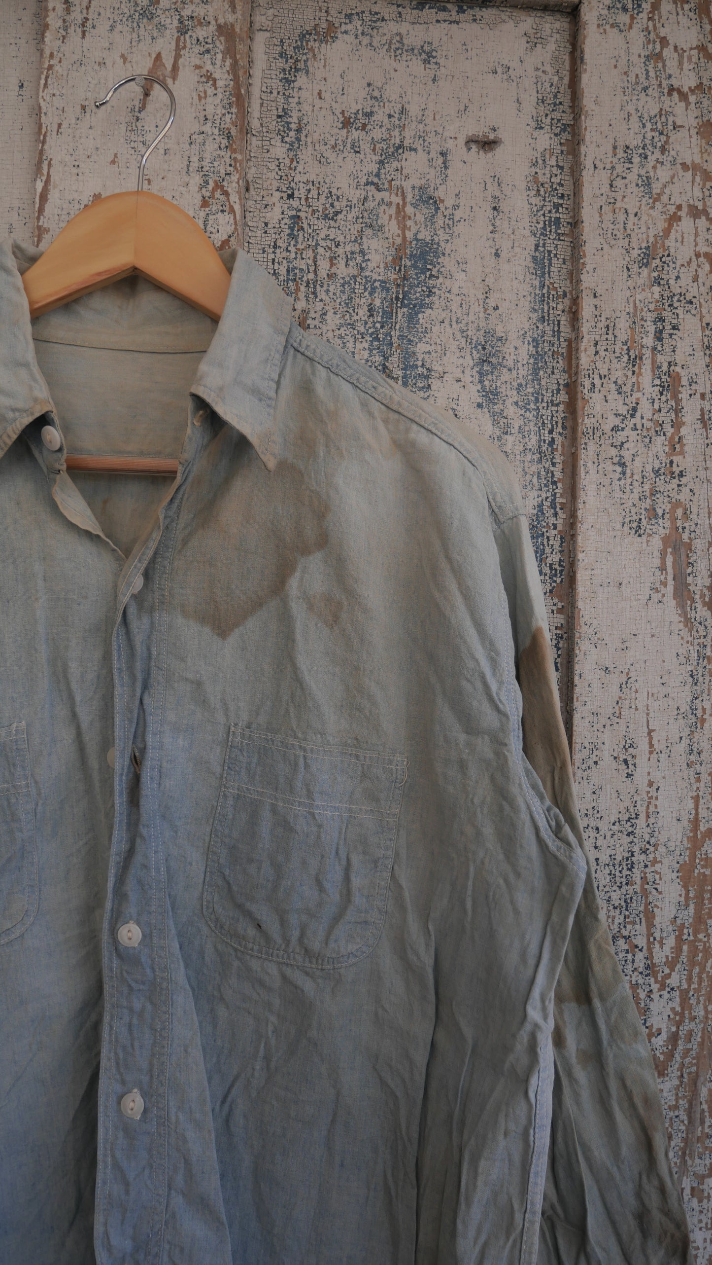 1980s Faded Chambray Shirt | L