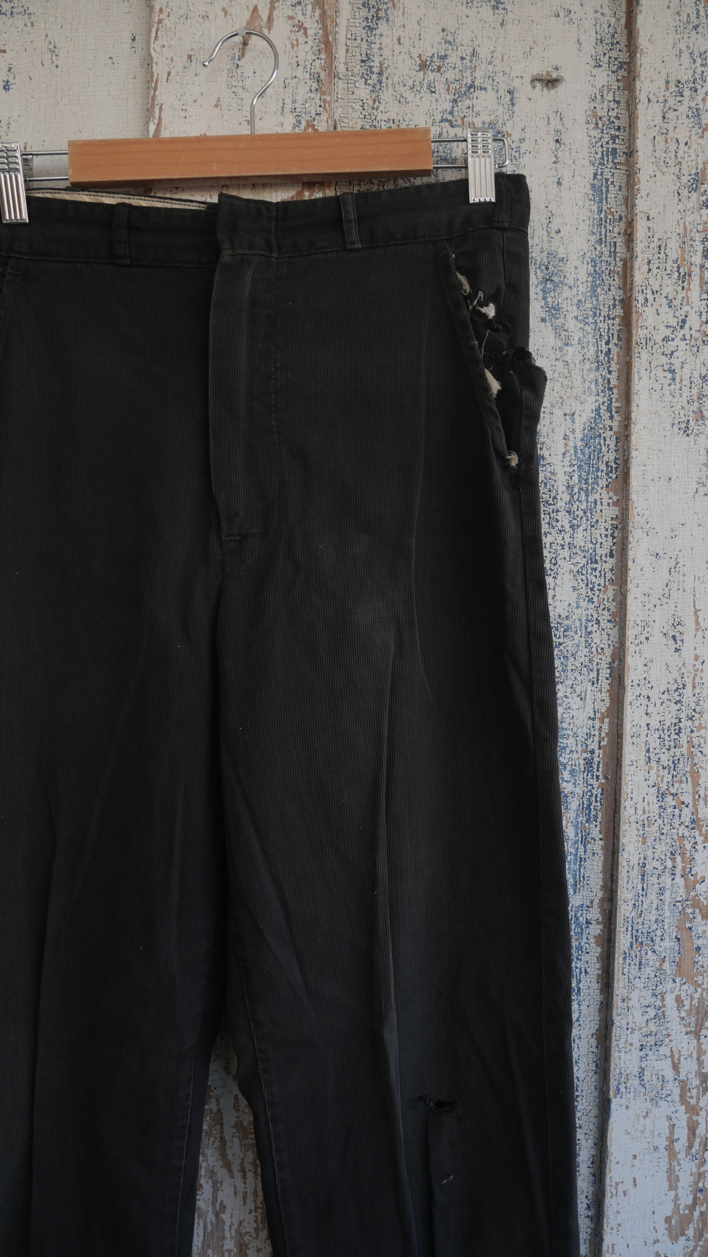 1950s Black Repaired Pants | 30