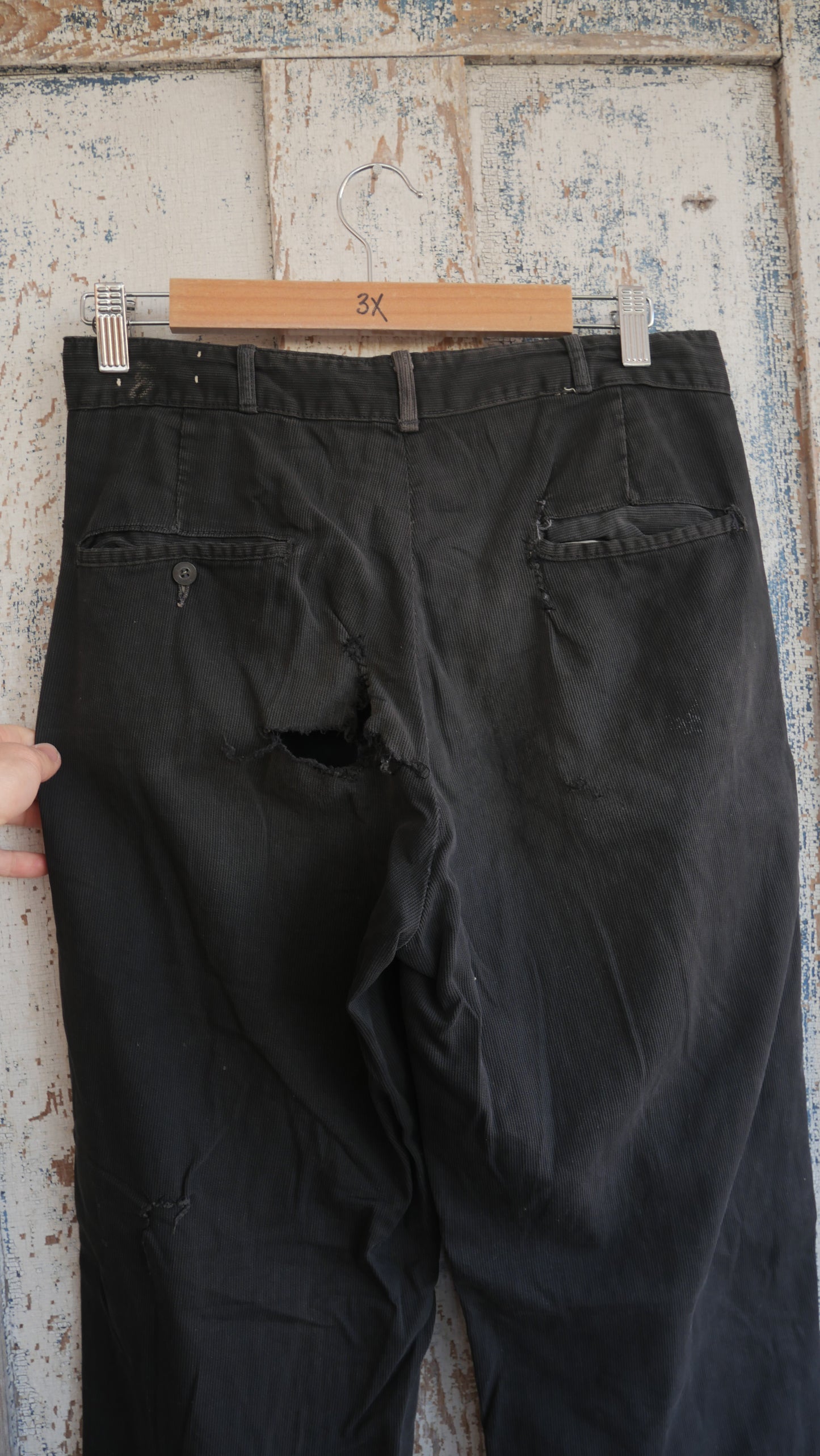 1950s Black Repaired Pants | 30