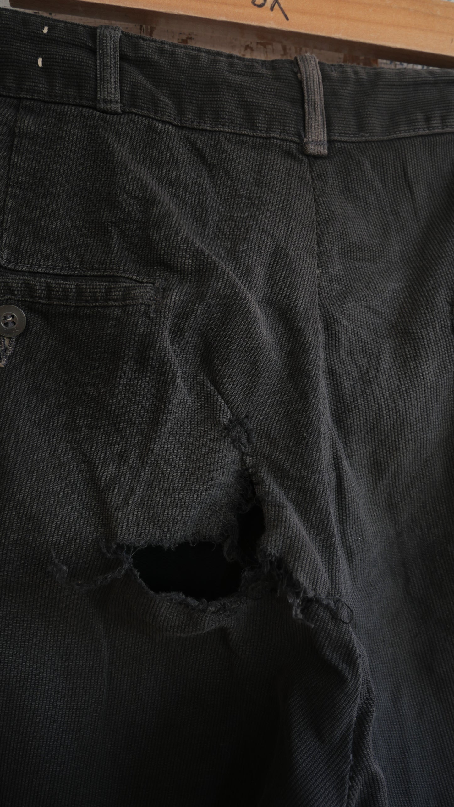 1950s Black Repaired Pants | 30