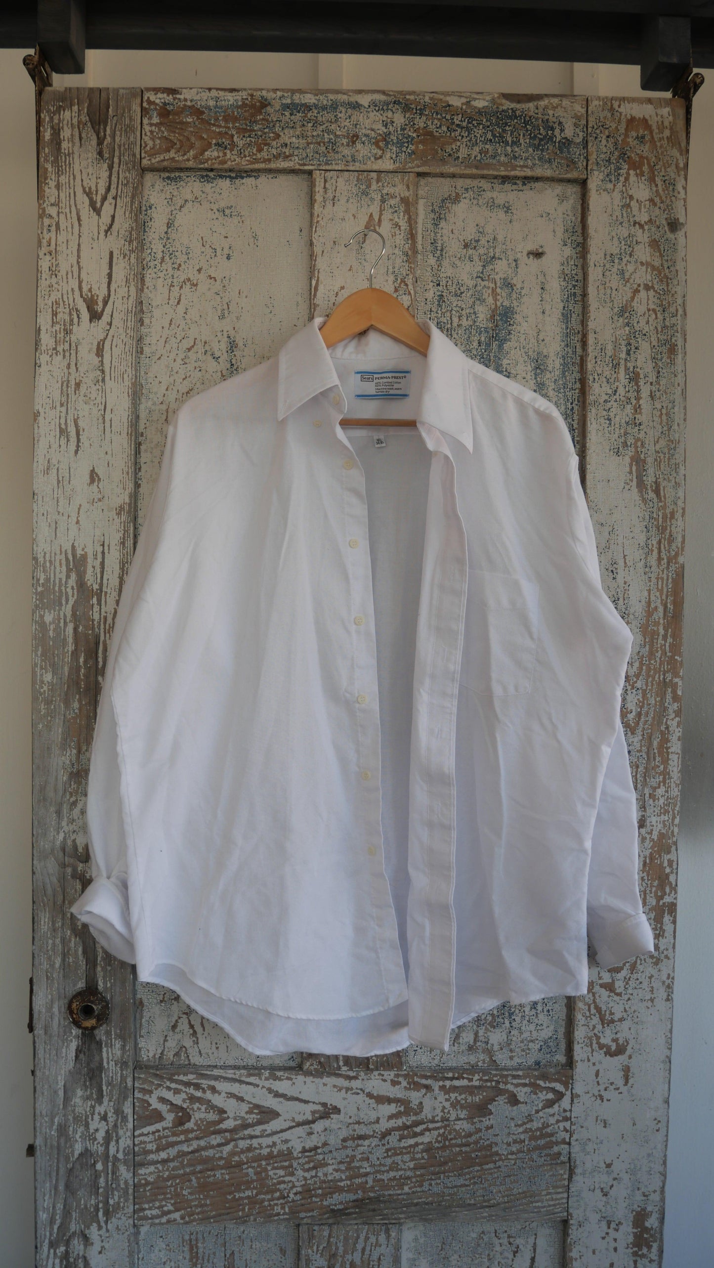 1970s White Oxford Shirt | L